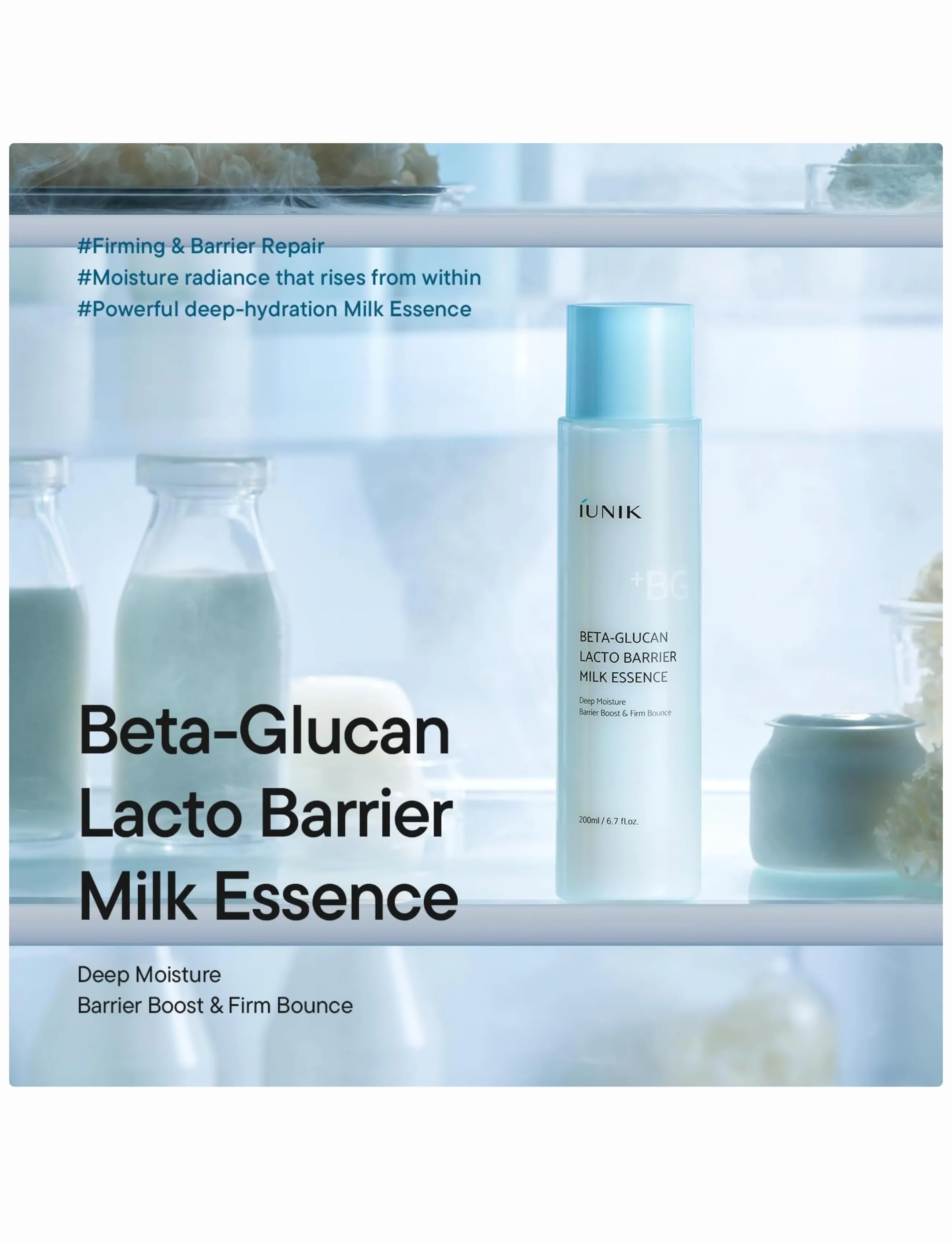 Iunik Beta Glucan Lacto Barrier Milk Essence, 200 ml, Nude, Toners > Essence, Dame