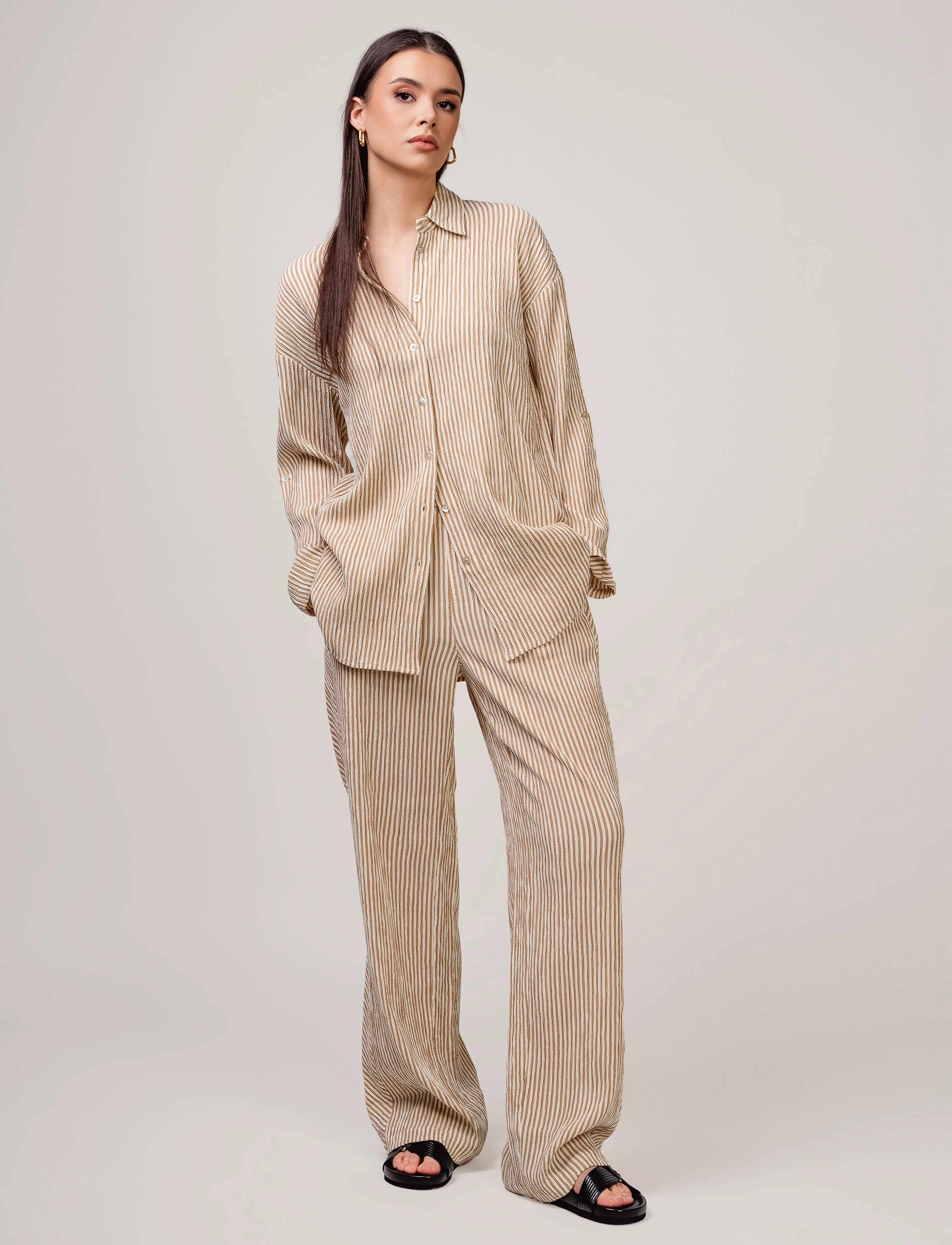 Ivo Nikkolo - Woven Trousers, TIRGE - bikses ar taisnām starām - beige - 3