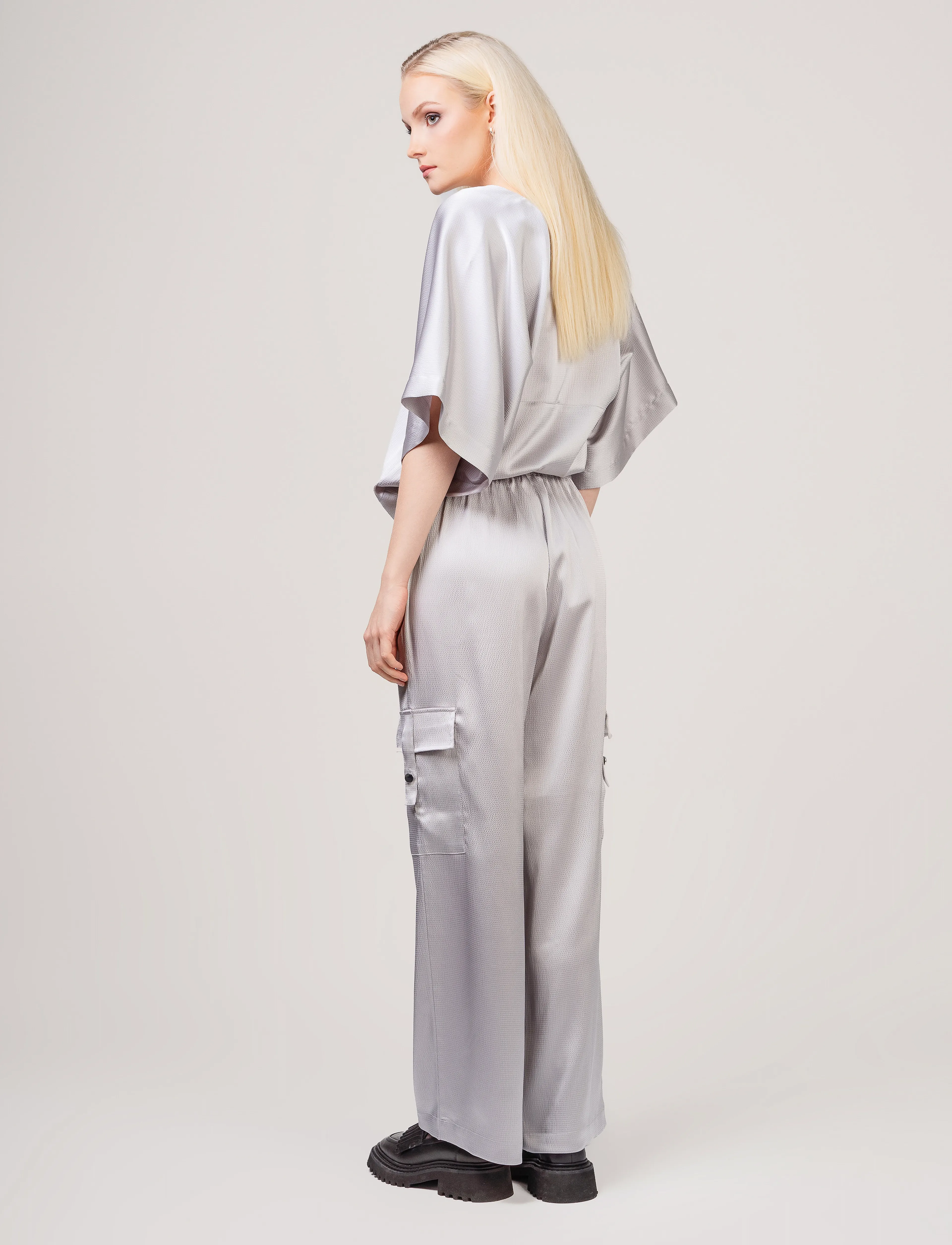 Ivo Nikkolo - Woven Trousers, TACARGO - buxur með víðum skálmum - light grey - 3