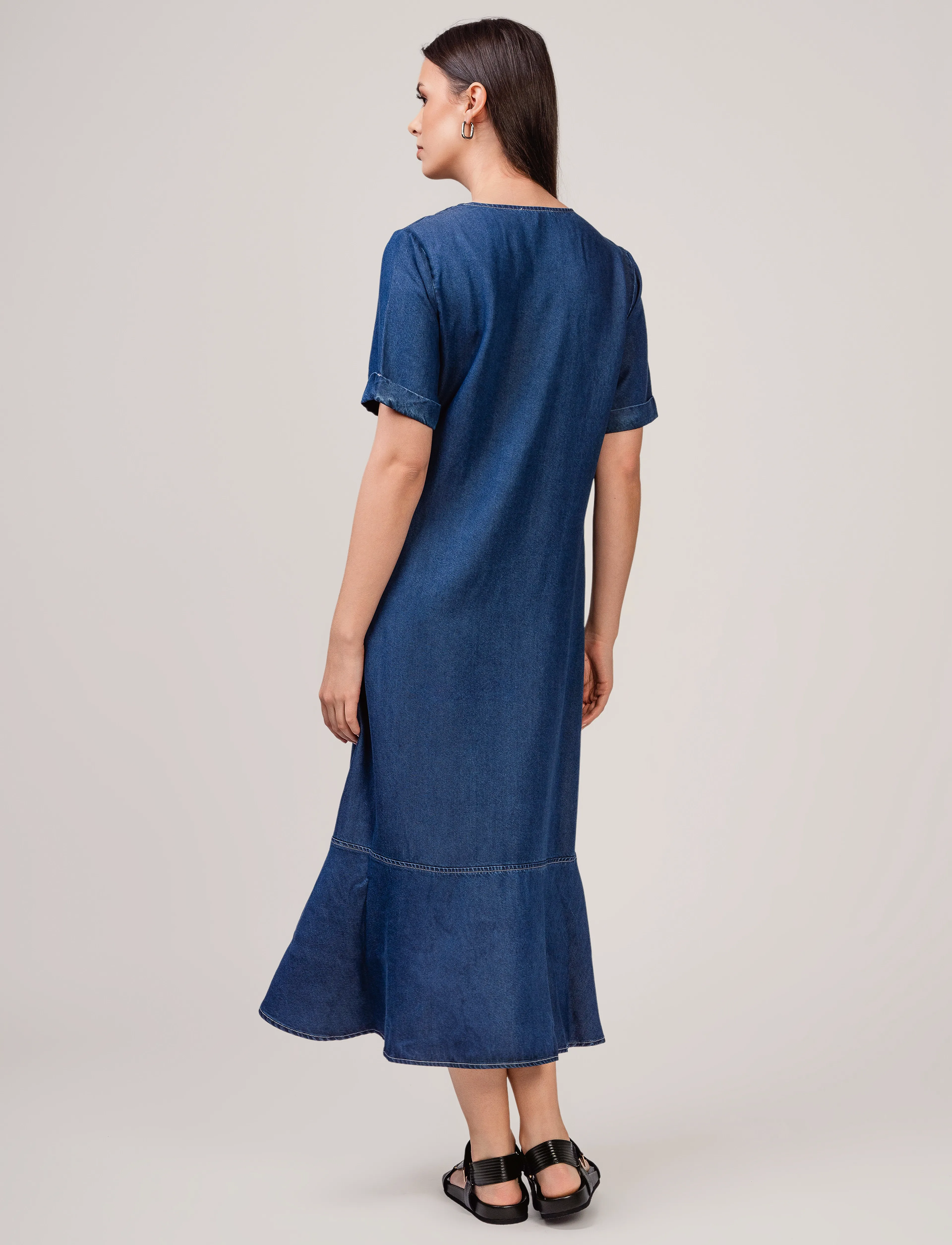 Ivo Nikkolo - Woven Dress, DENCEL - midi dresses - dark blue - 3