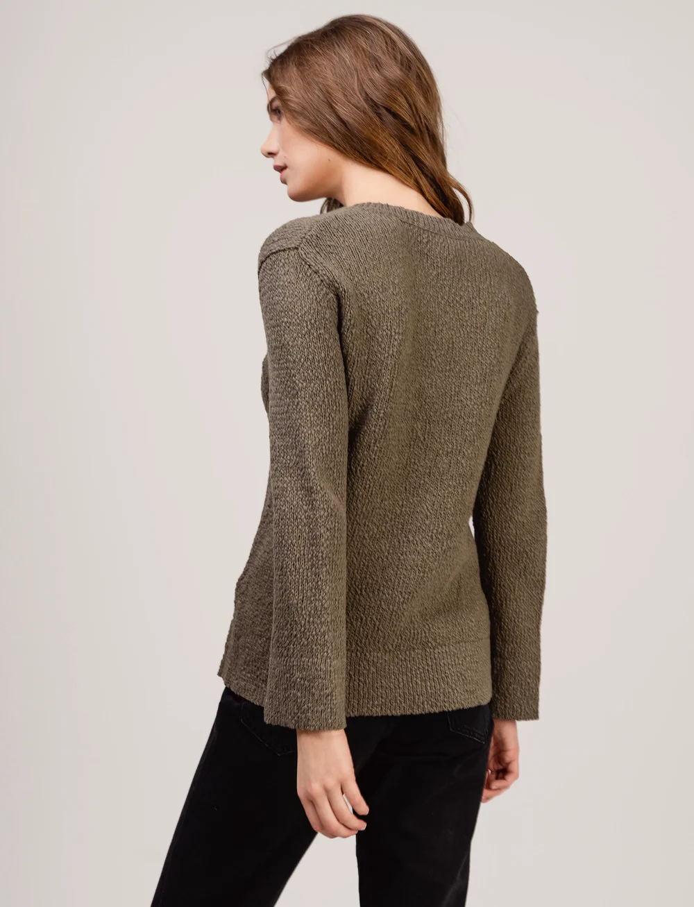 Ivo Nikkolo - Long Sleeve Heavy Knit, KLEERY - striktrøjer - khaki - 3