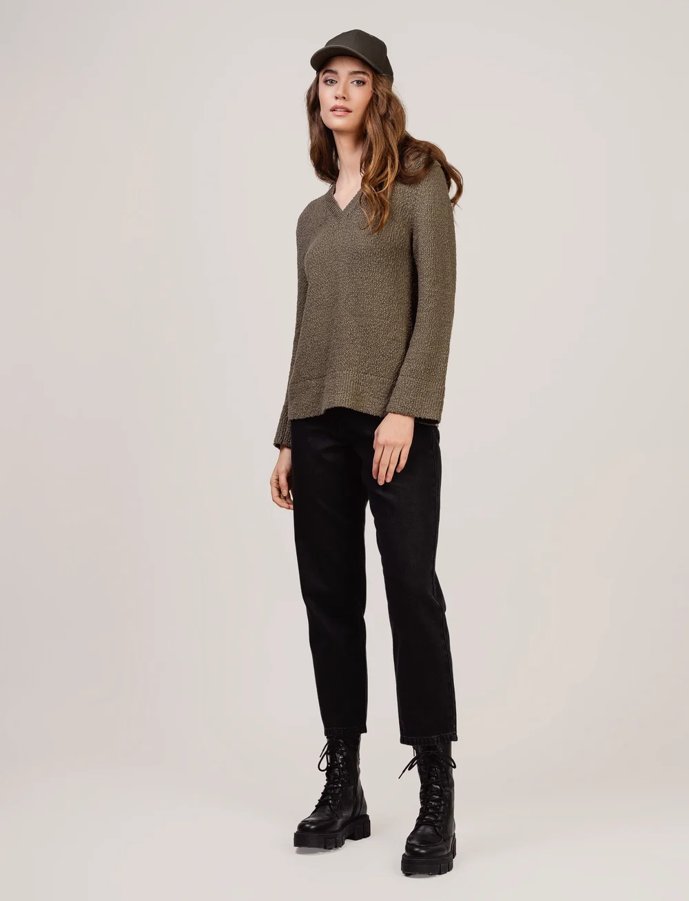 Ivo Nikkolo - Long Sleeve Heavy Knit, KLEERY - striktrøjer - khaki - 4