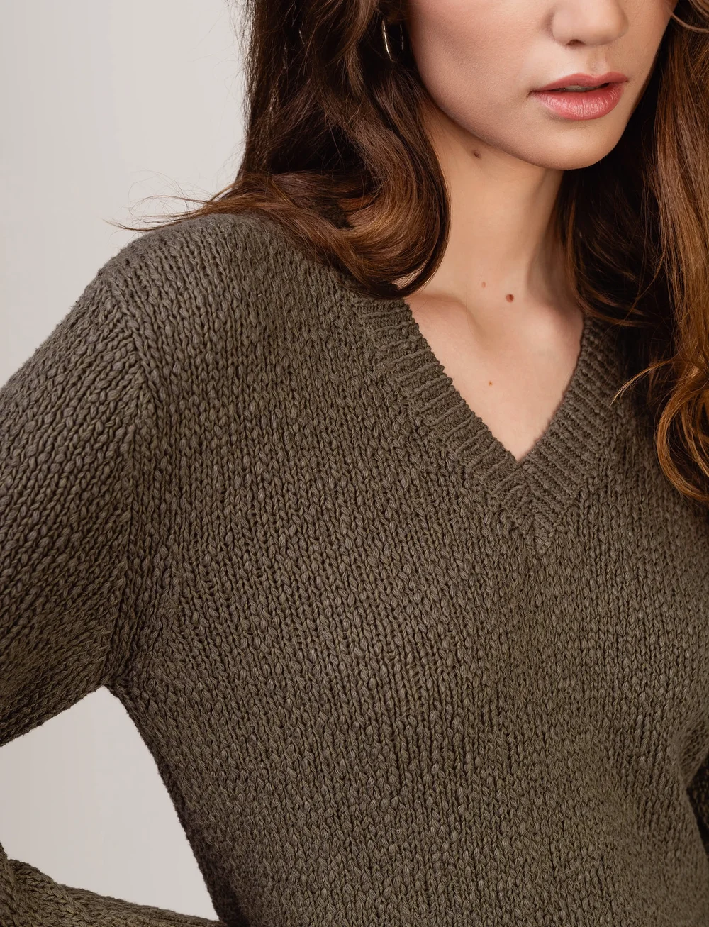 Ivo Nikkolo - Long Sleeve Heavy Knit, KLEERY - striktrøjer - khaki - 5