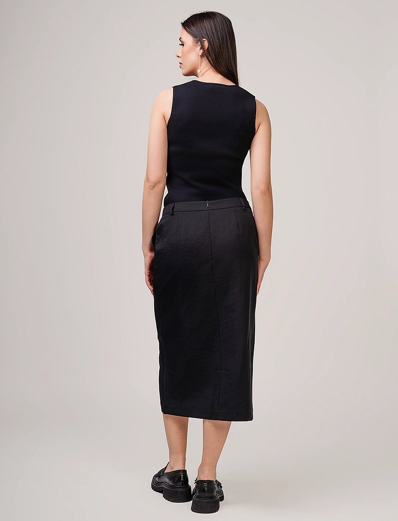 Ivo Nikkolo - Linen-Blend Skirt, SAID 1 - midi kjolar - black - 3