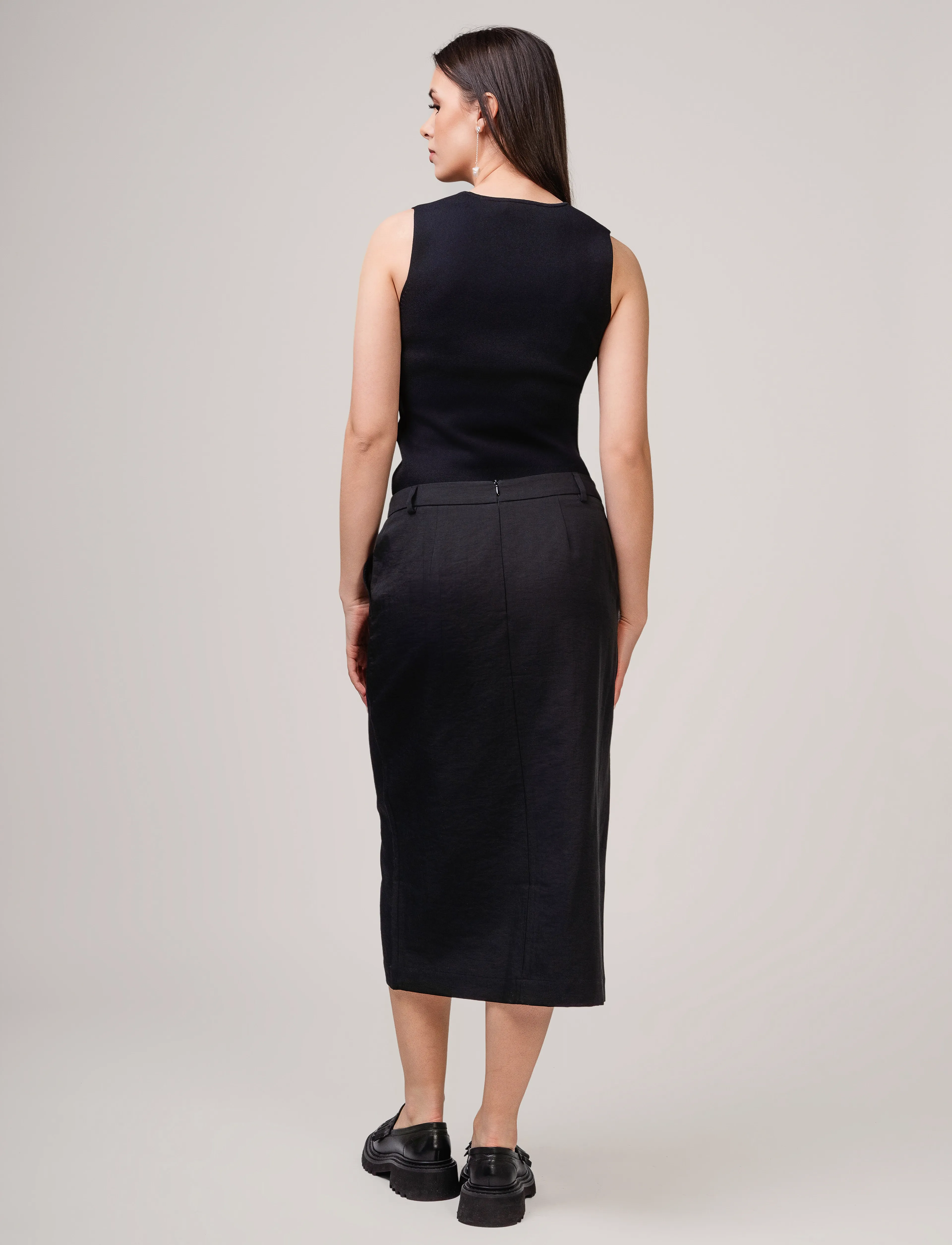 Ivo Nikkolo - Linen-Blend Skirt, SAID 1 - black - 3