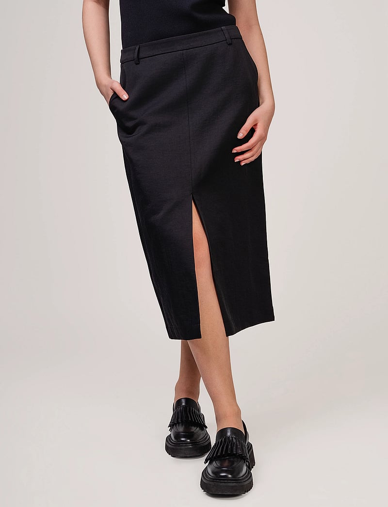 Ivo Nikkolo - Linen-Blend Skirt, SAID 1 - midi kjolar - black - 4