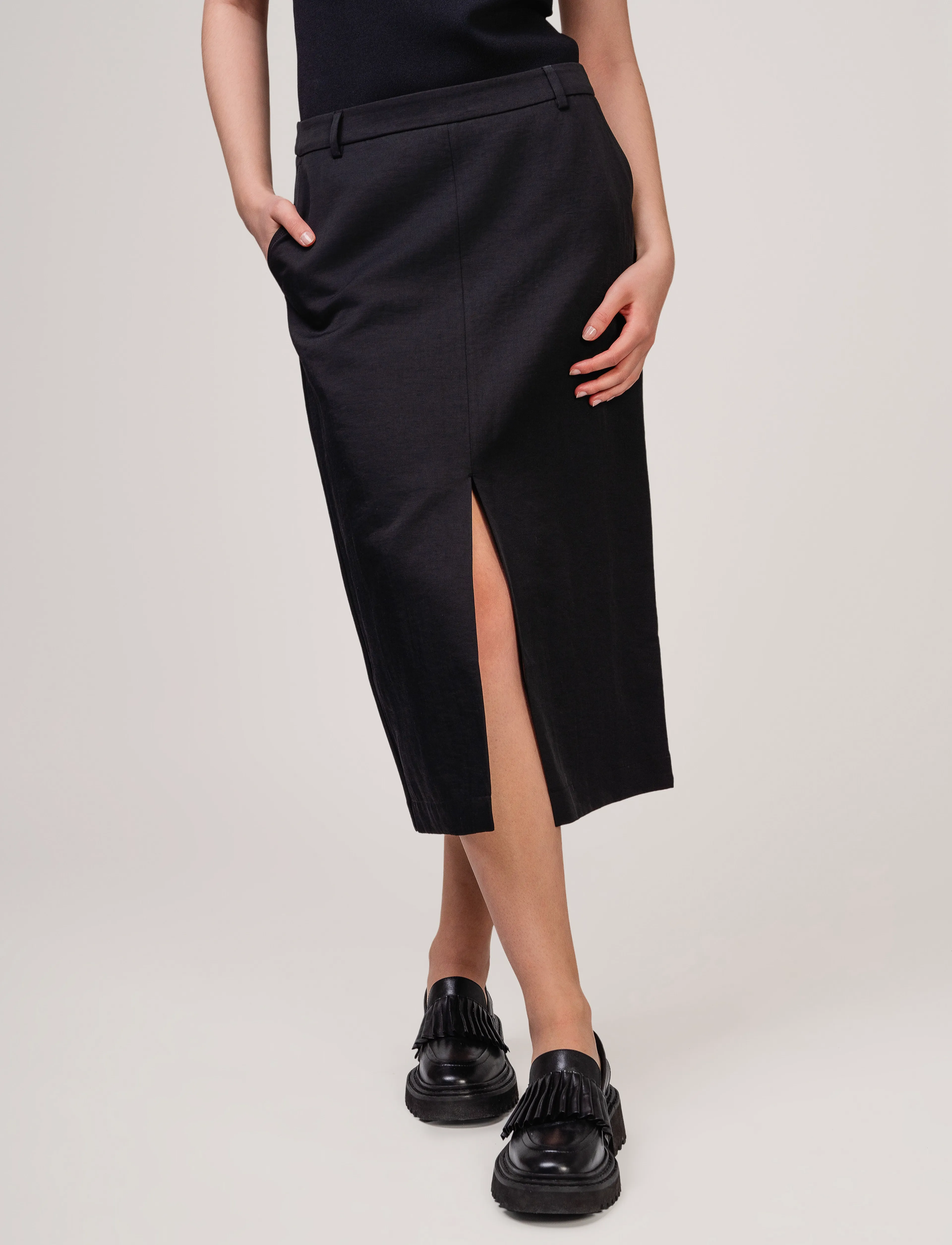 Ivo Nikkolo - Linen-Blend Skirt, SAID 1 - black - 4