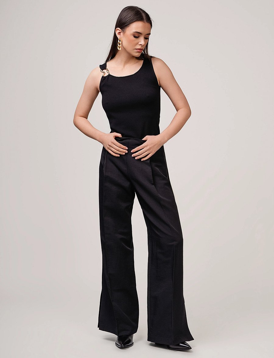 Ivo Nikkolo - Linen-Blend Trousers, TASTER - leinenhosen - black - 0