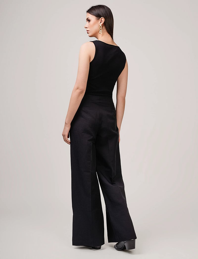 Ivo Nikkolo - Linen-Blend Trousers, TASTER - linnebyxor - black - 3