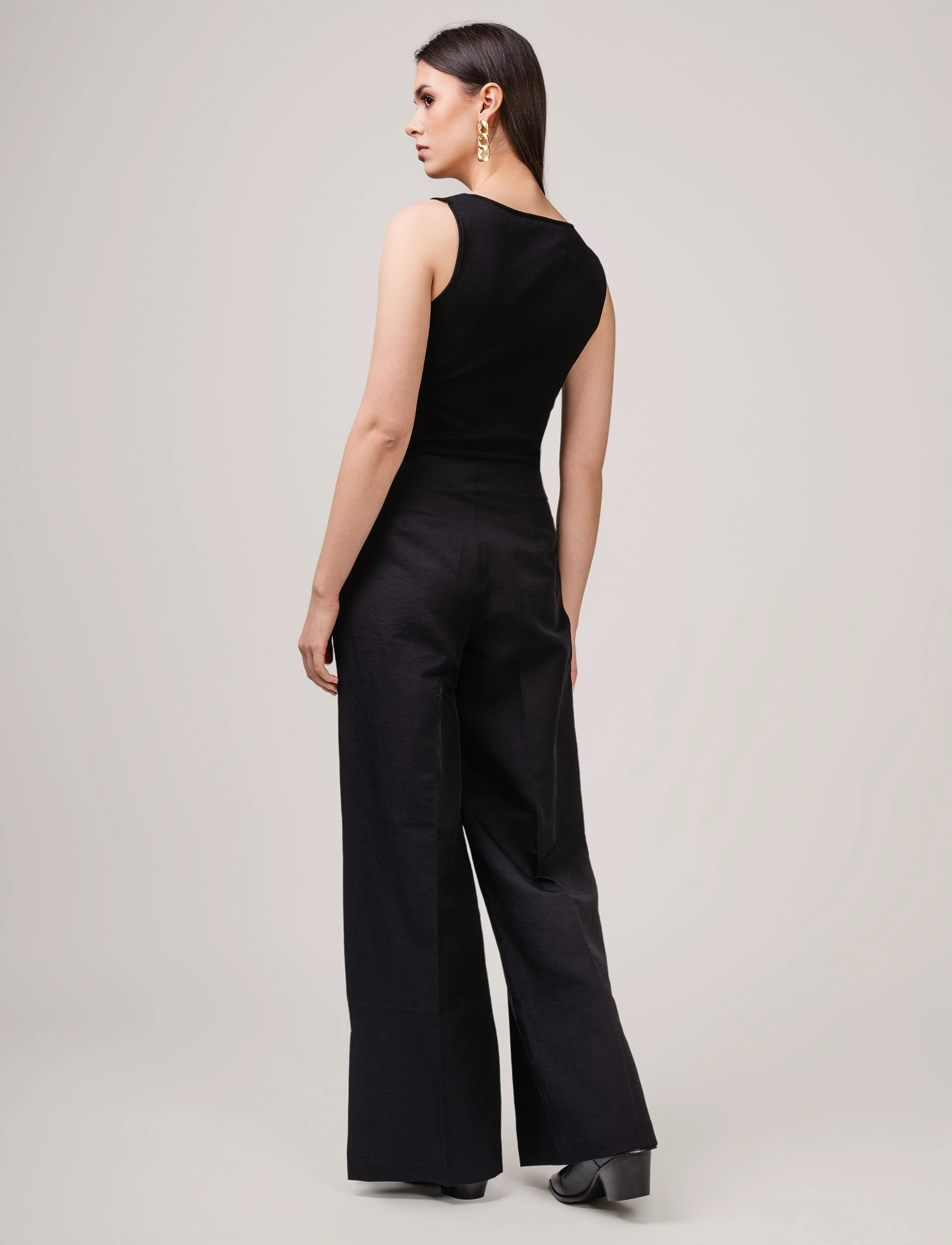 Ivo Nikkolo - Linen-Blend Trousers, TASTER - leinenhosen - black - 3