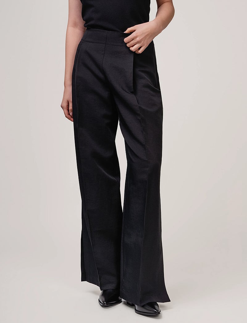 Ivo Nikkolo - Linen-Blend Trousers, TASTER - linnebyxor - black - 4