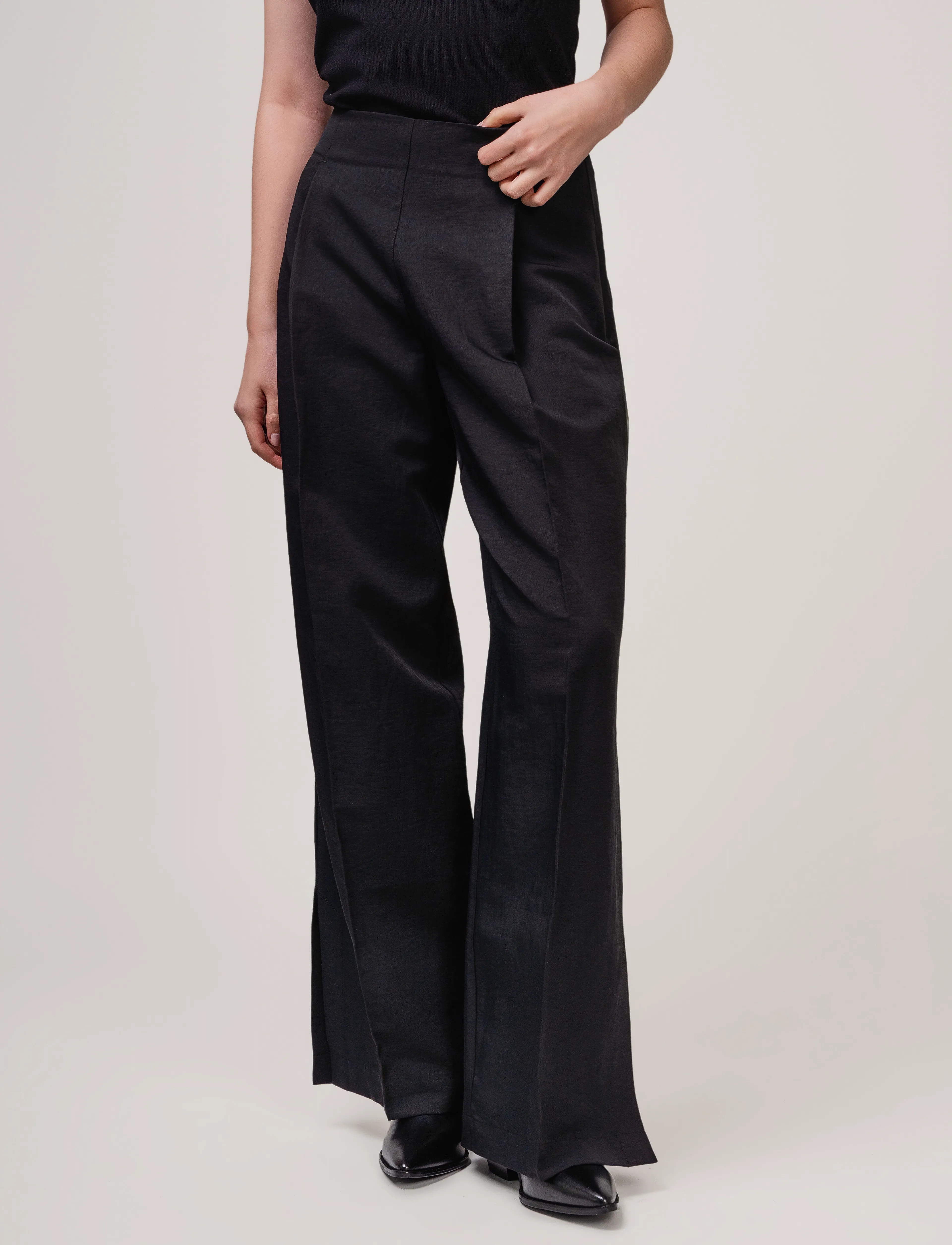 Ivo Nikkolo - Linen-Blend Trousers, TASTER - leinenhosen - black - 4
