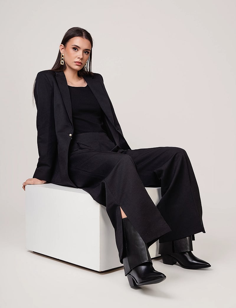 Ivo Nikkolo - Linen-Blend Trousers, TASTER - linnebyxor - black - 5