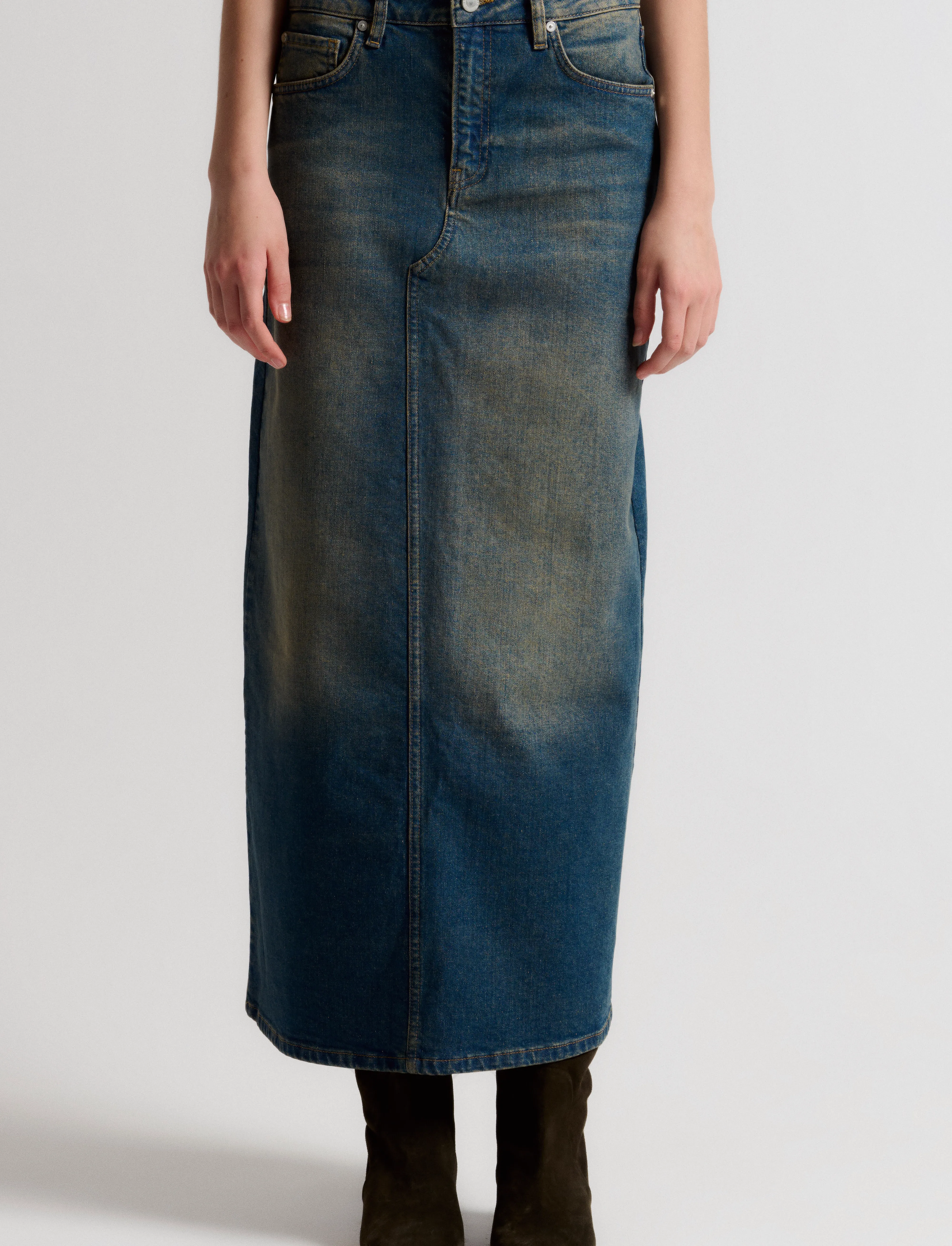 IVY Copenhagen Ivy-Zoe Maxi Skirt Wash Dijon, 38, Röcke, Blau - Frauen
