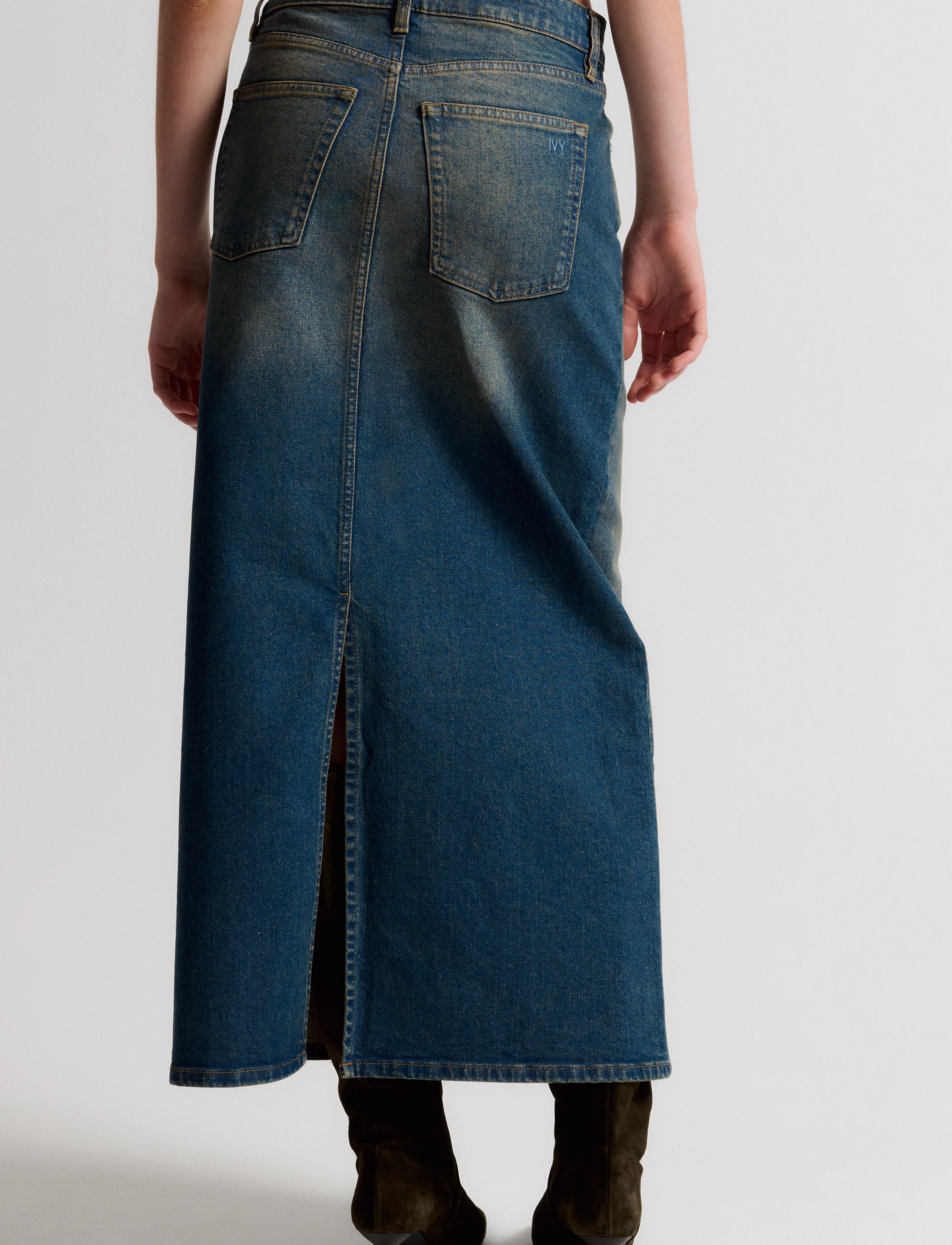 IVY Copenhagen - IVY-Zoe Maxi Skirt Wash Dijon - jupes en jeans - denim blue - 3