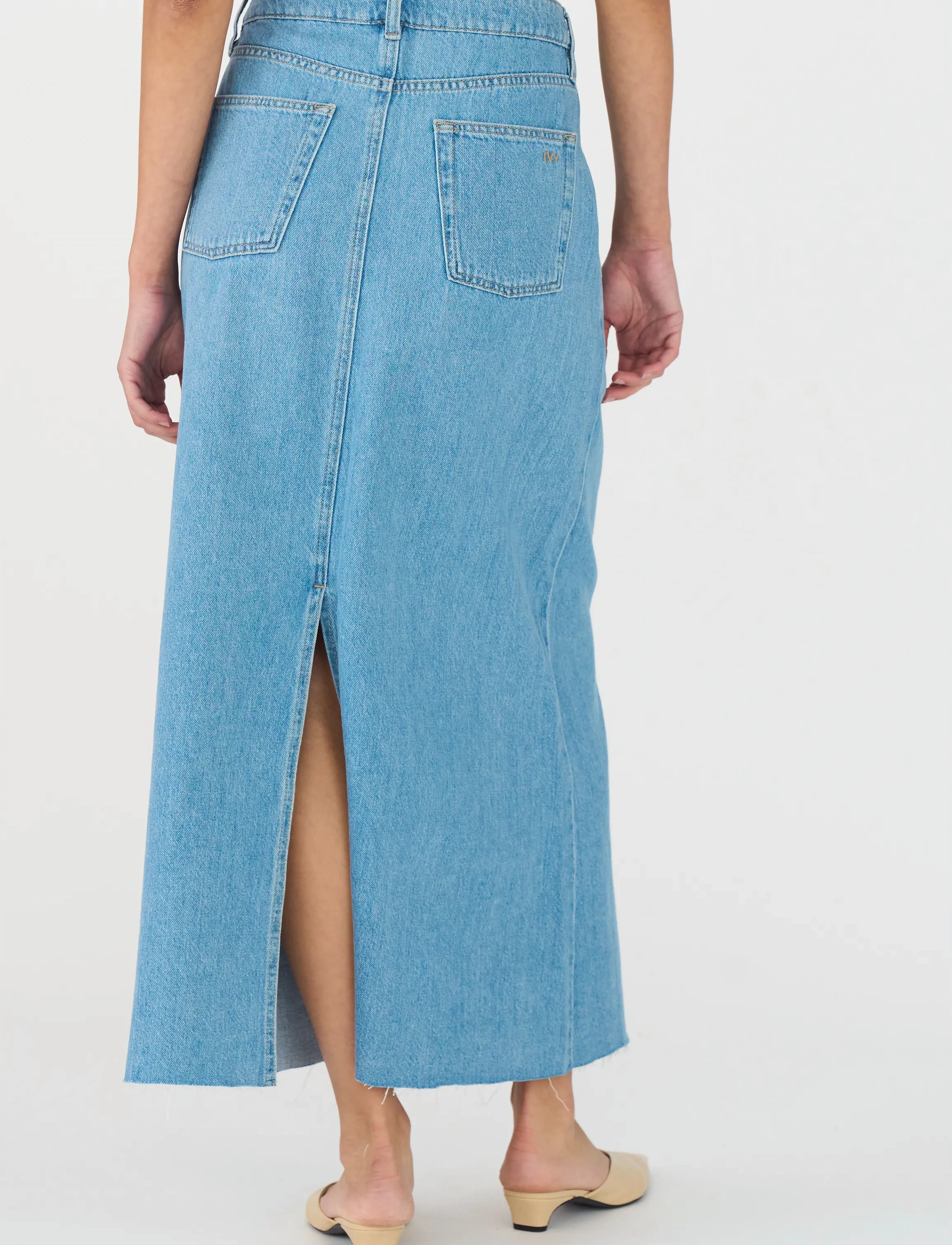 IVY Copenhagen - IVY-Uta Diss. Maxi Skirt Wash Mid B - jupes en jeans - denim blue - 3