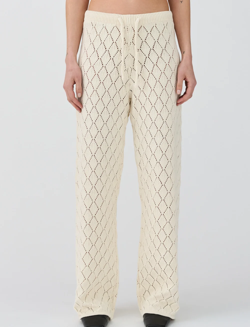 IVY Copenhagen - IVY-Breeze Crochet Pant - raka byxor - ecru - 0