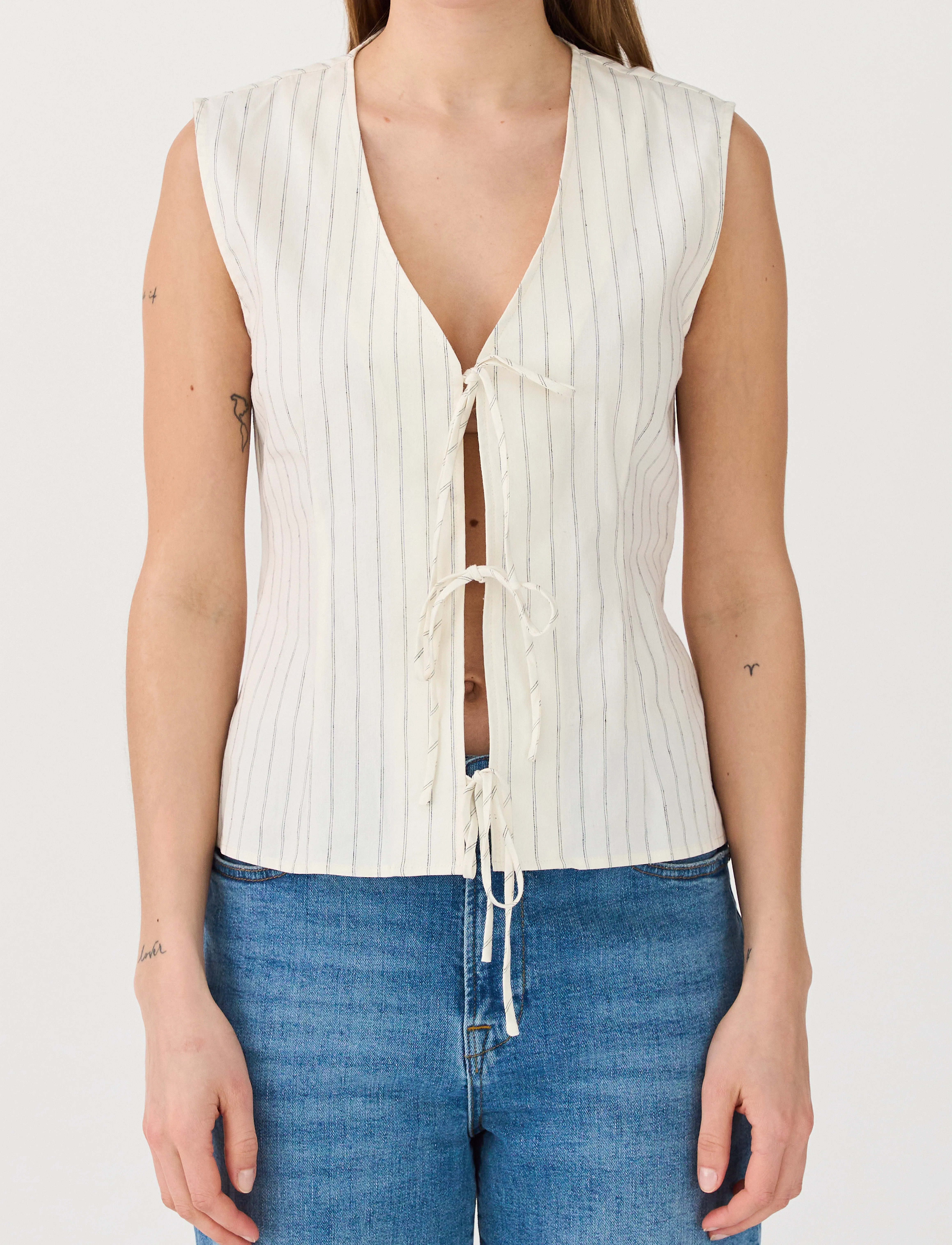 IVY Copenhagen Ivy-Carina Tie Vest, Kvinder, Bindevest, Cream, Str: 40