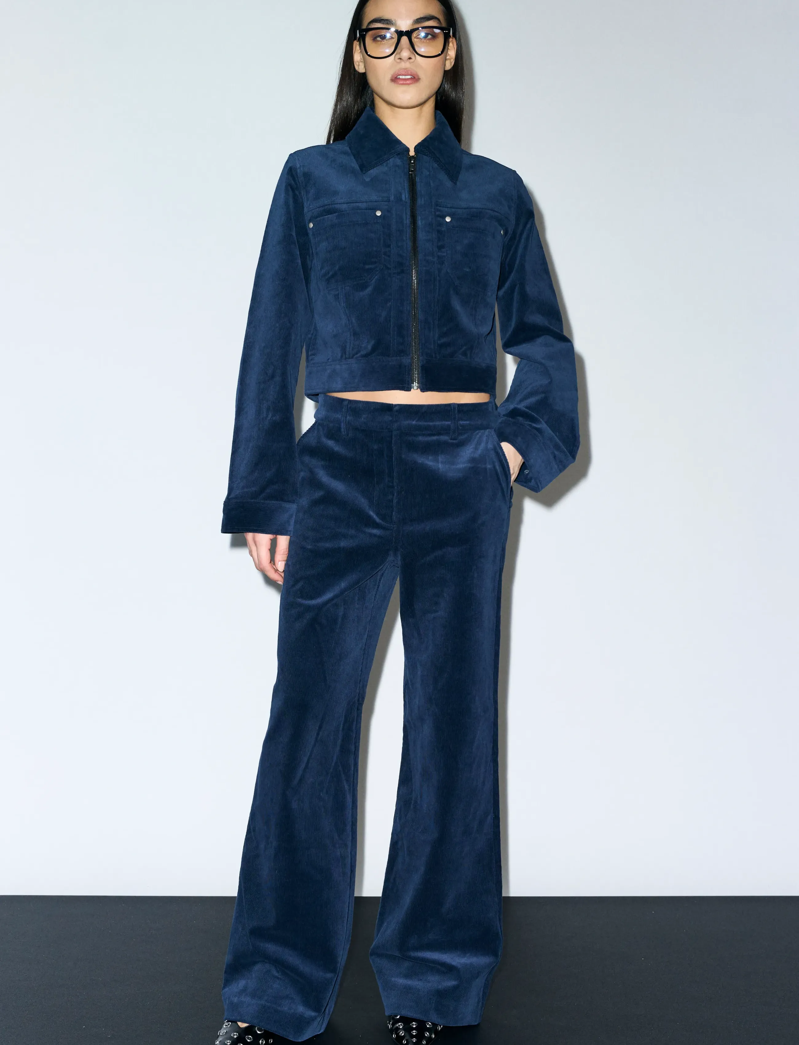 IVY Copenhagen - IVY-Alice Wide baby Cord Pant - party wear at outlet prices - deep navy blue - 4