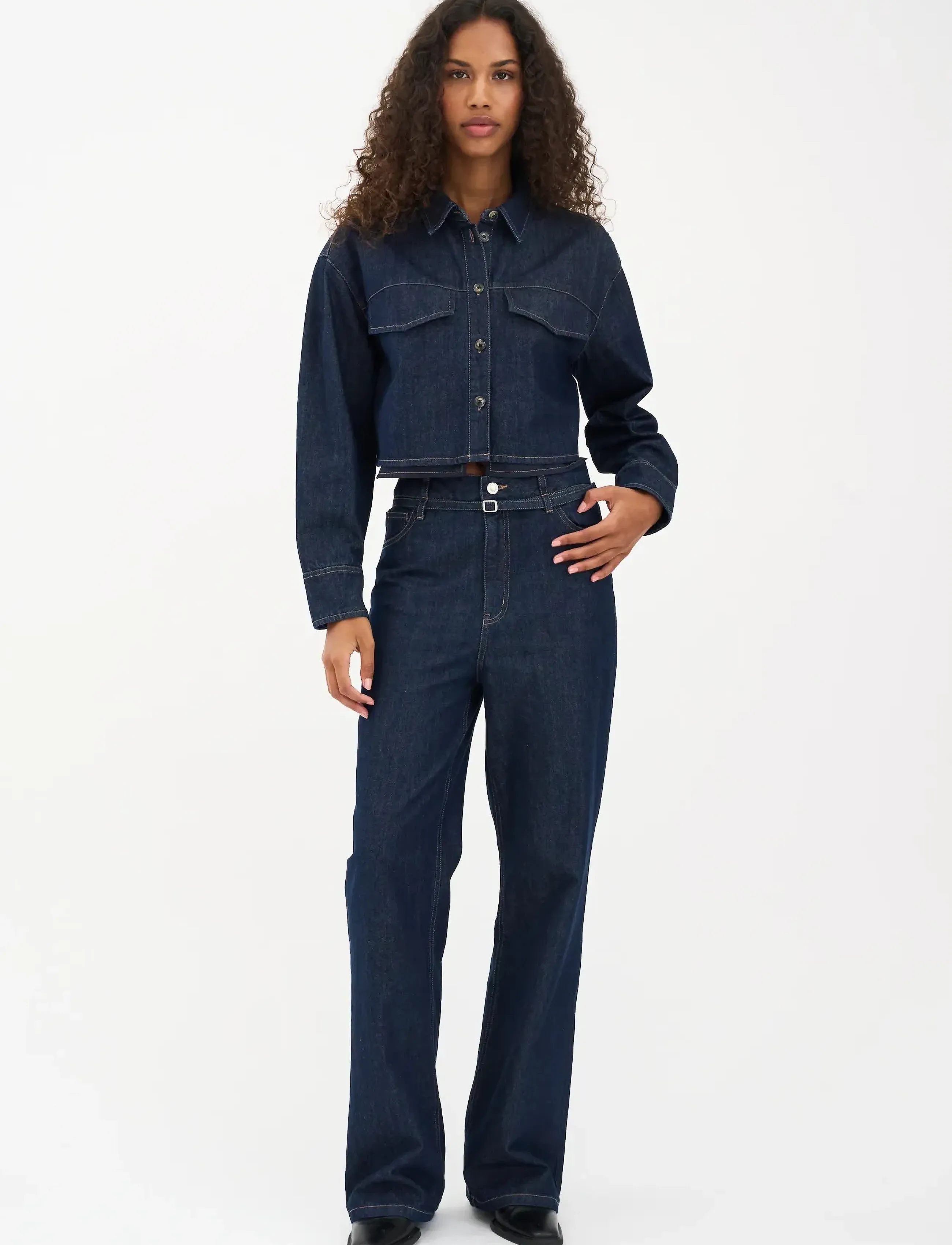 IVY Copenhagen Ivy-Brooke Belted Jeans Wash Manhat, 28, Jeans, Marineblau - Wide, Frauen