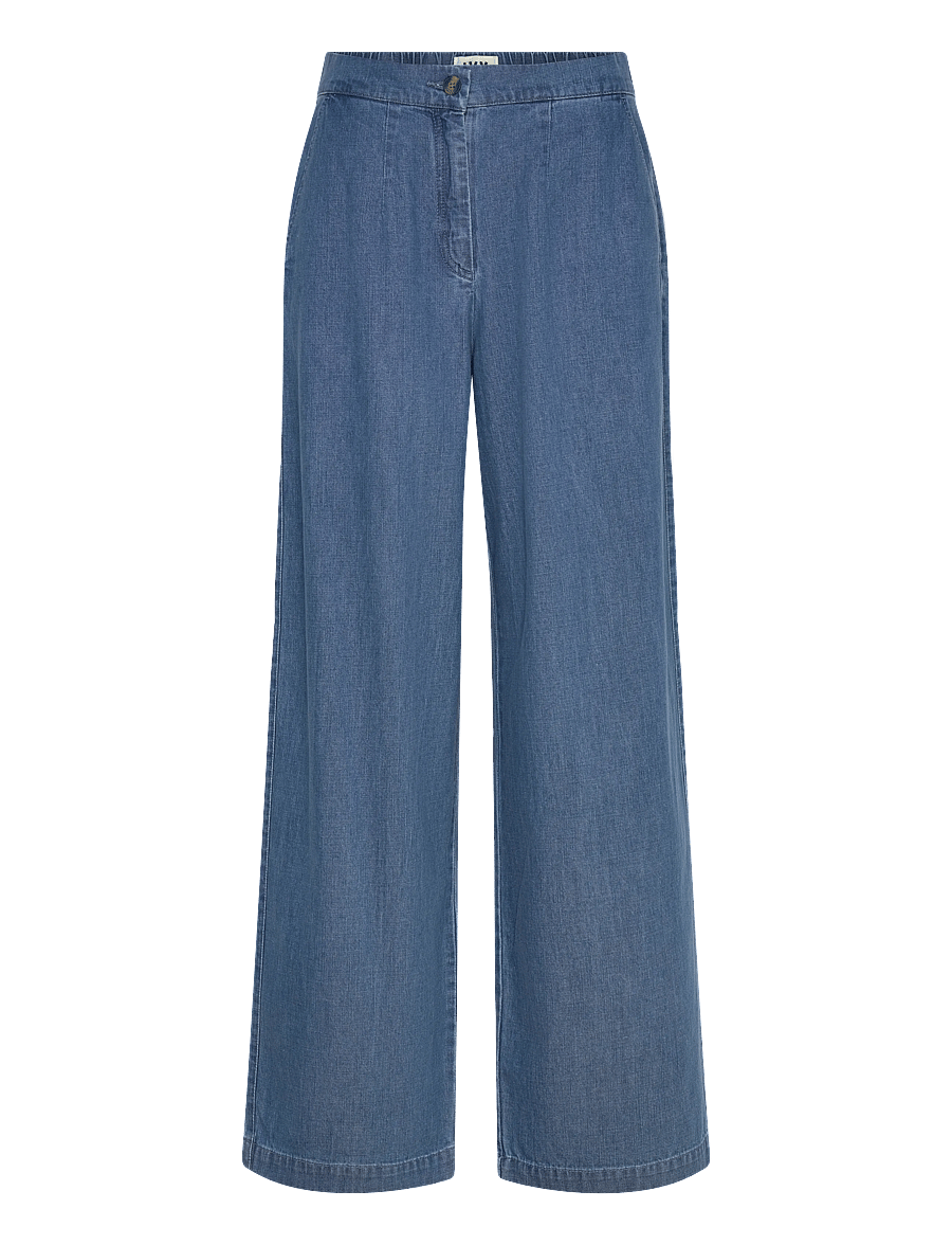 IVY Copenhagen - IVY-Malika Casual Pant Mid Blue - pantalons larges - mid blue denim - 1