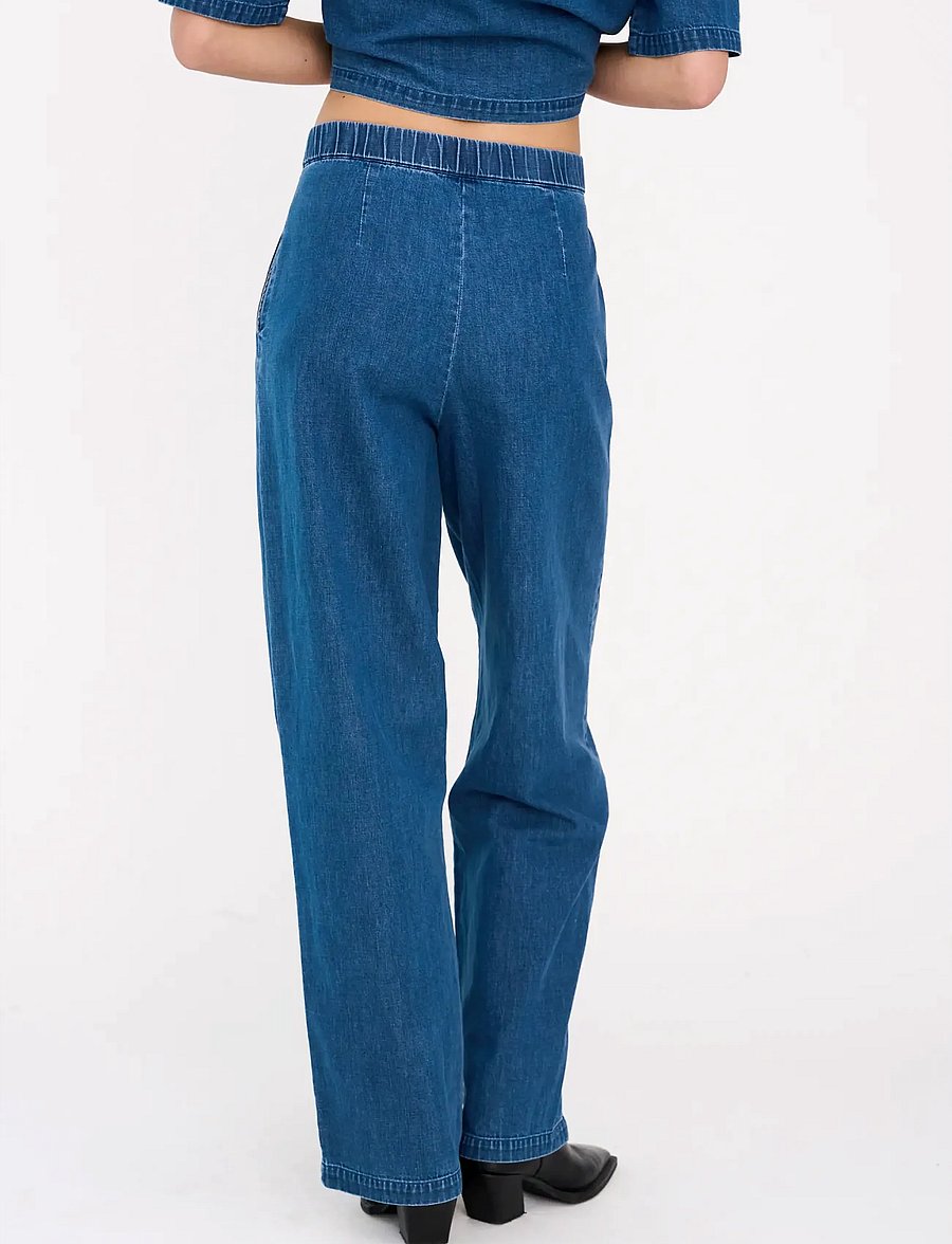 IVY Copenhagen - IVY-Malika Casual Pant Mid Blue - pantalons larges - mid blue denim - 4