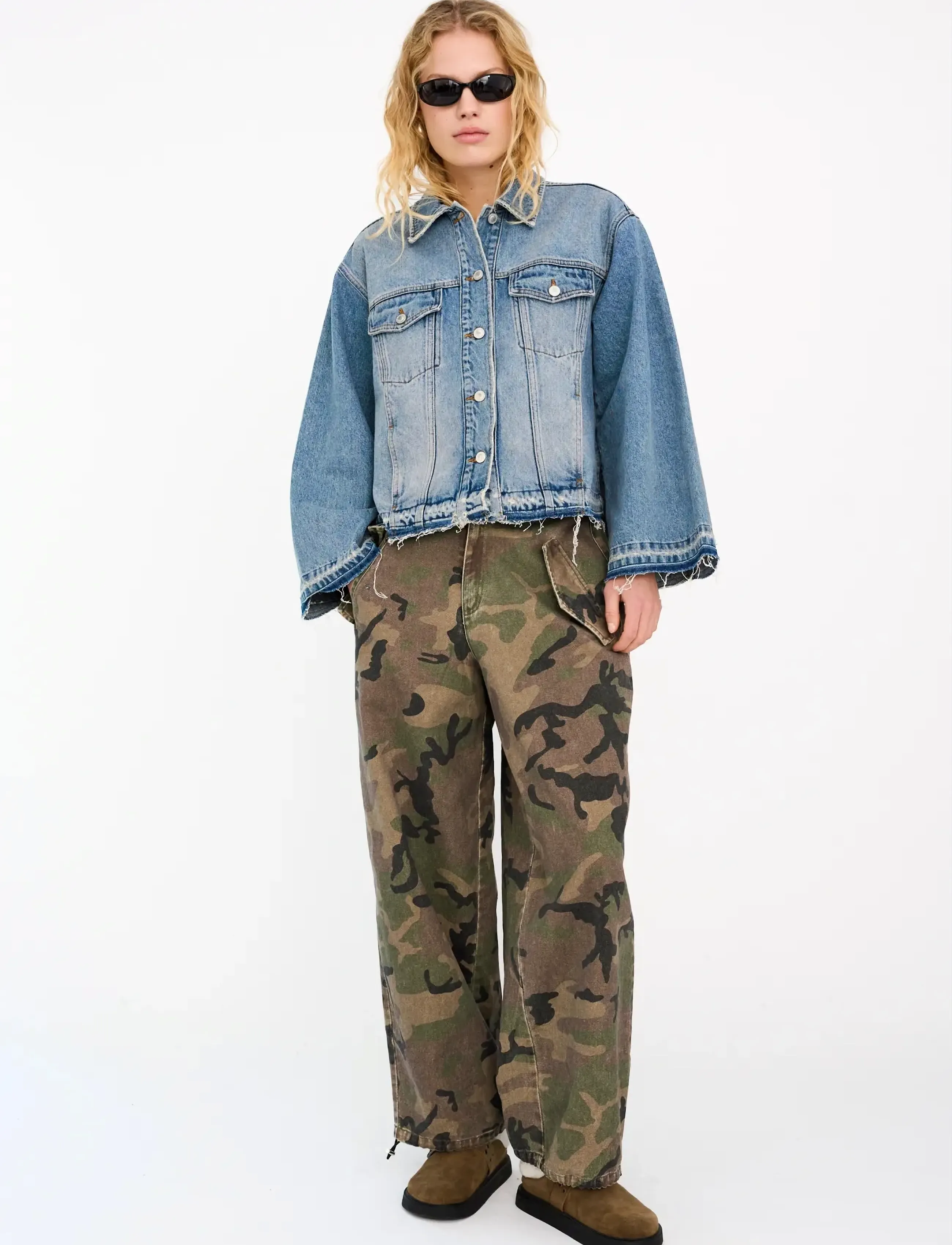 IVY Copenhagen IVY-Penny Parachute Pant Wash Camou - Transitional Layering - CAMOUFLAGE / green