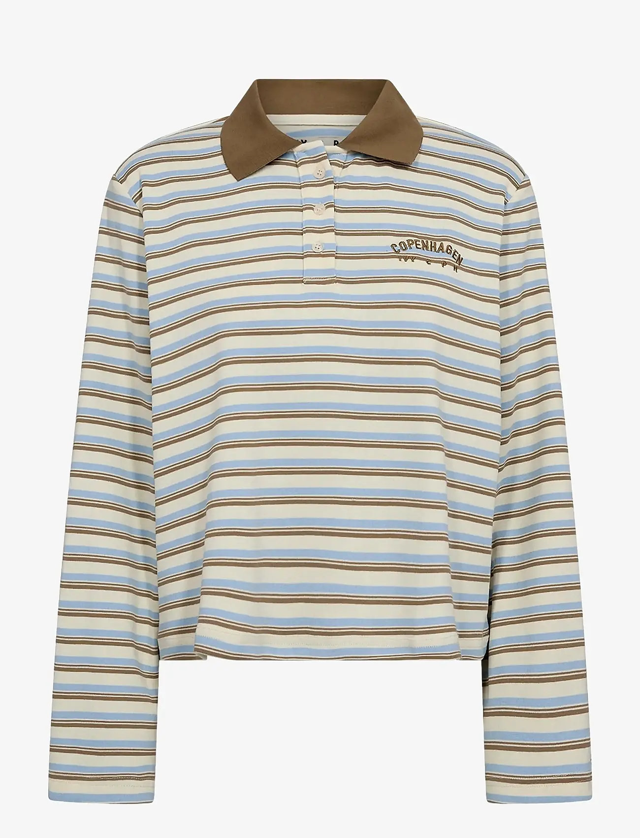 IVY Copenhagen - IVY-Stix LS Polo - polosärgid - ecru w. camel/pale blue stripes - 1