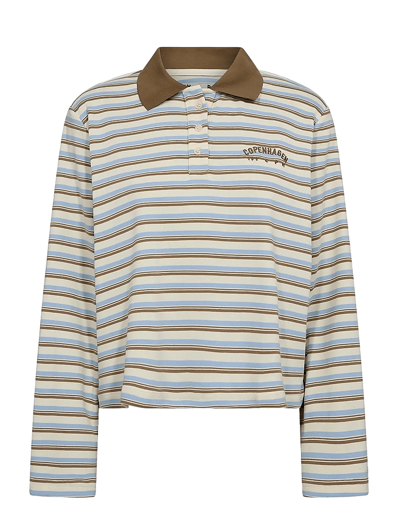 IVY Copenhagen - IVY-Stix LS Polo - polosärgid - ecru w. camel/pale blue stripes - 1