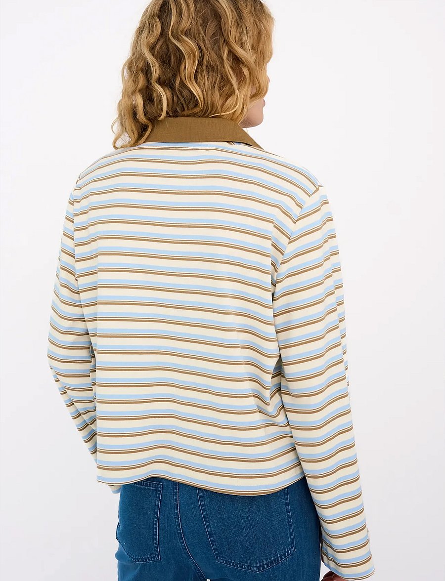 IVY Copenhagen - IVY-Stix LS Polo - poloer - ecru w. camel/pale blue stripes - 3