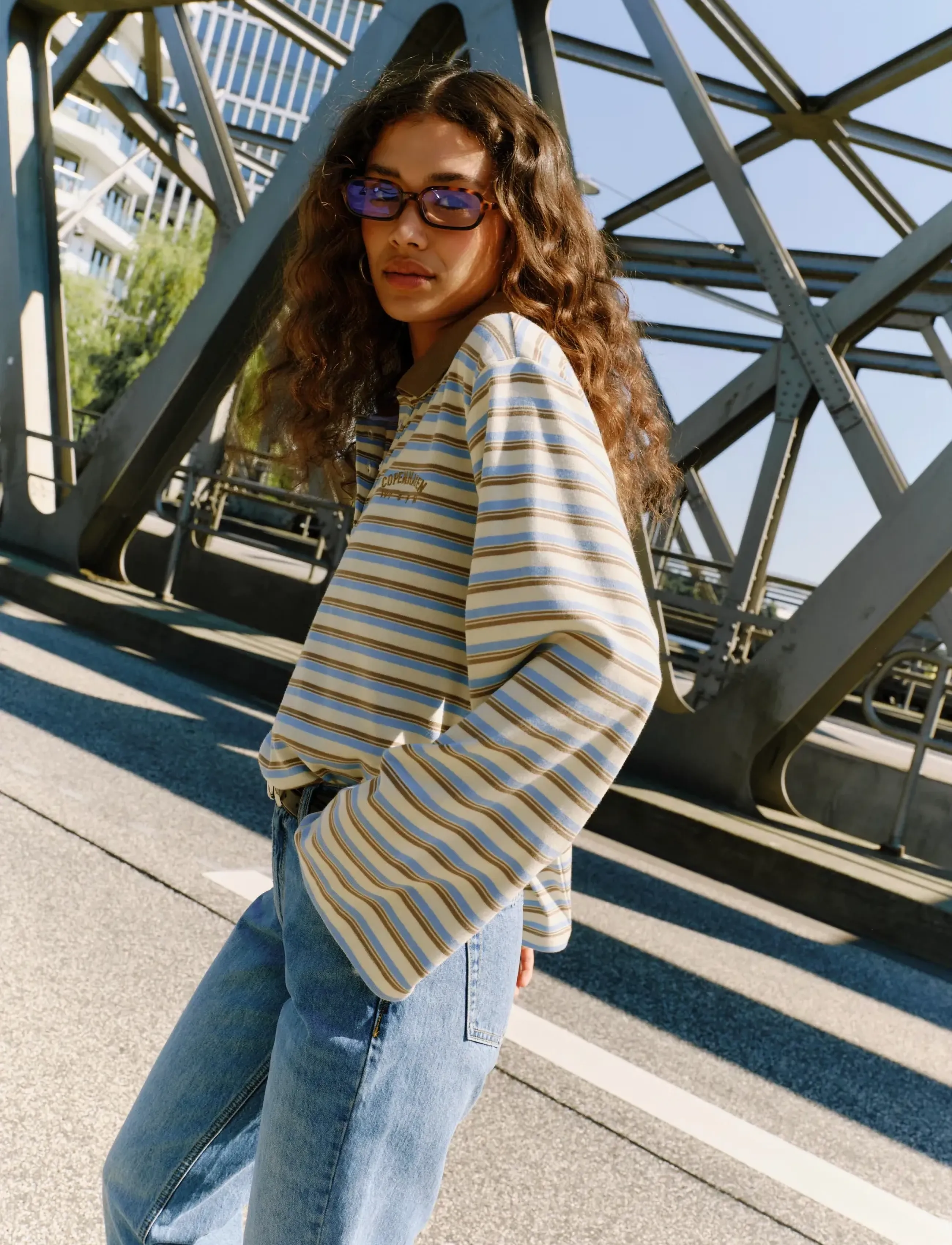 IVY Copenhagen - IVY-Stix LS Polo - poloer - ecru w. camel/pale blue stripes - 4