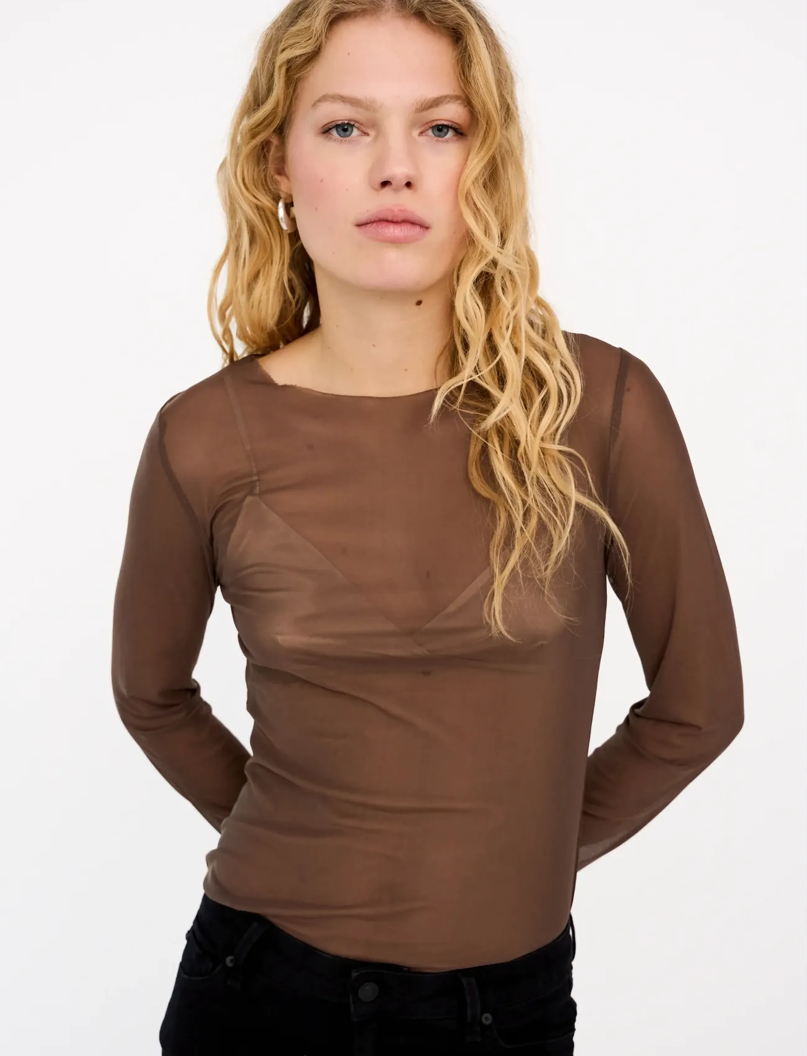 IVY Copenhagen IVY-Toulle LS Top - T-shirts & Toppar - DARK BROWN / brown