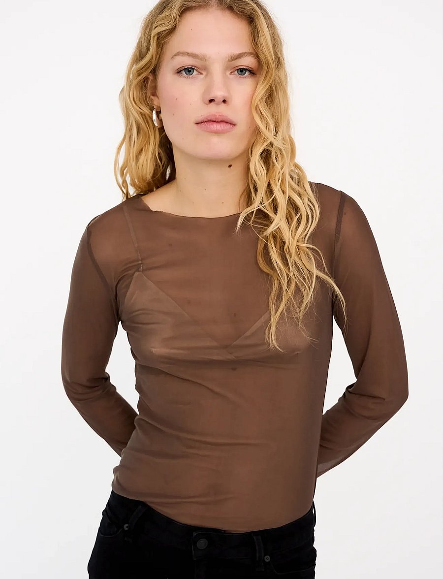 IVY Copenhagen - IVY-Toulle LS Top - t-shirts met lange mouwen - dark brown - 0
