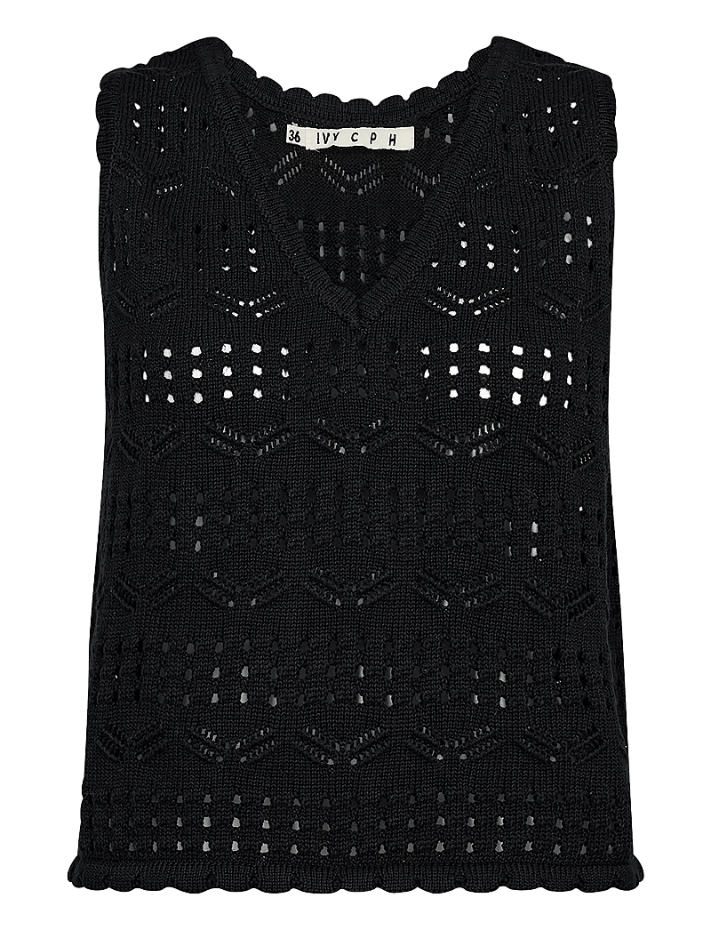 IVY Copenhagen - IVY-Breeze Crochet Top V-neck - tanktops - black - 1