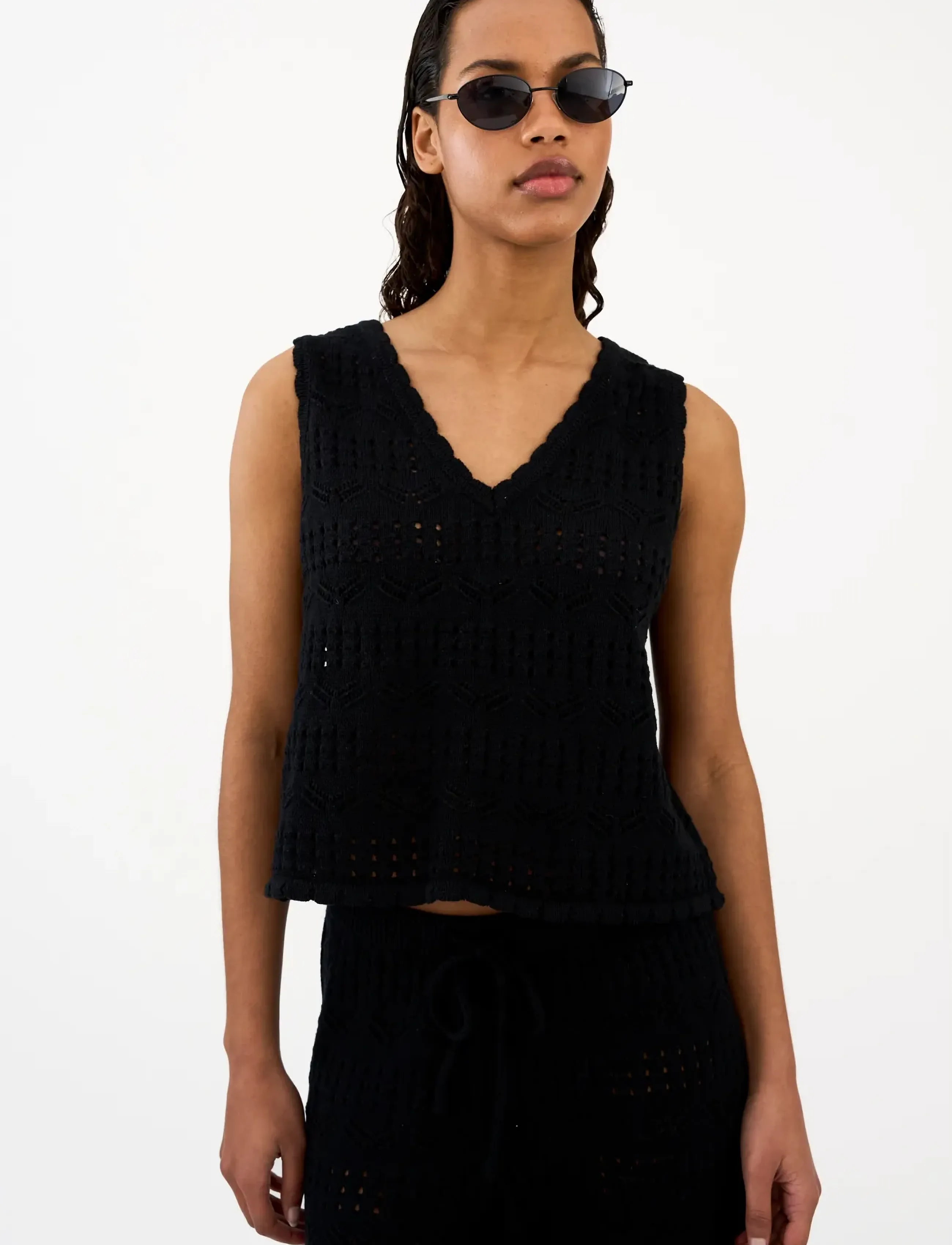 IVY Copenhagen IVY-Breeze Crochet Top V-neck - Ärmellose Tops - BLACK / black