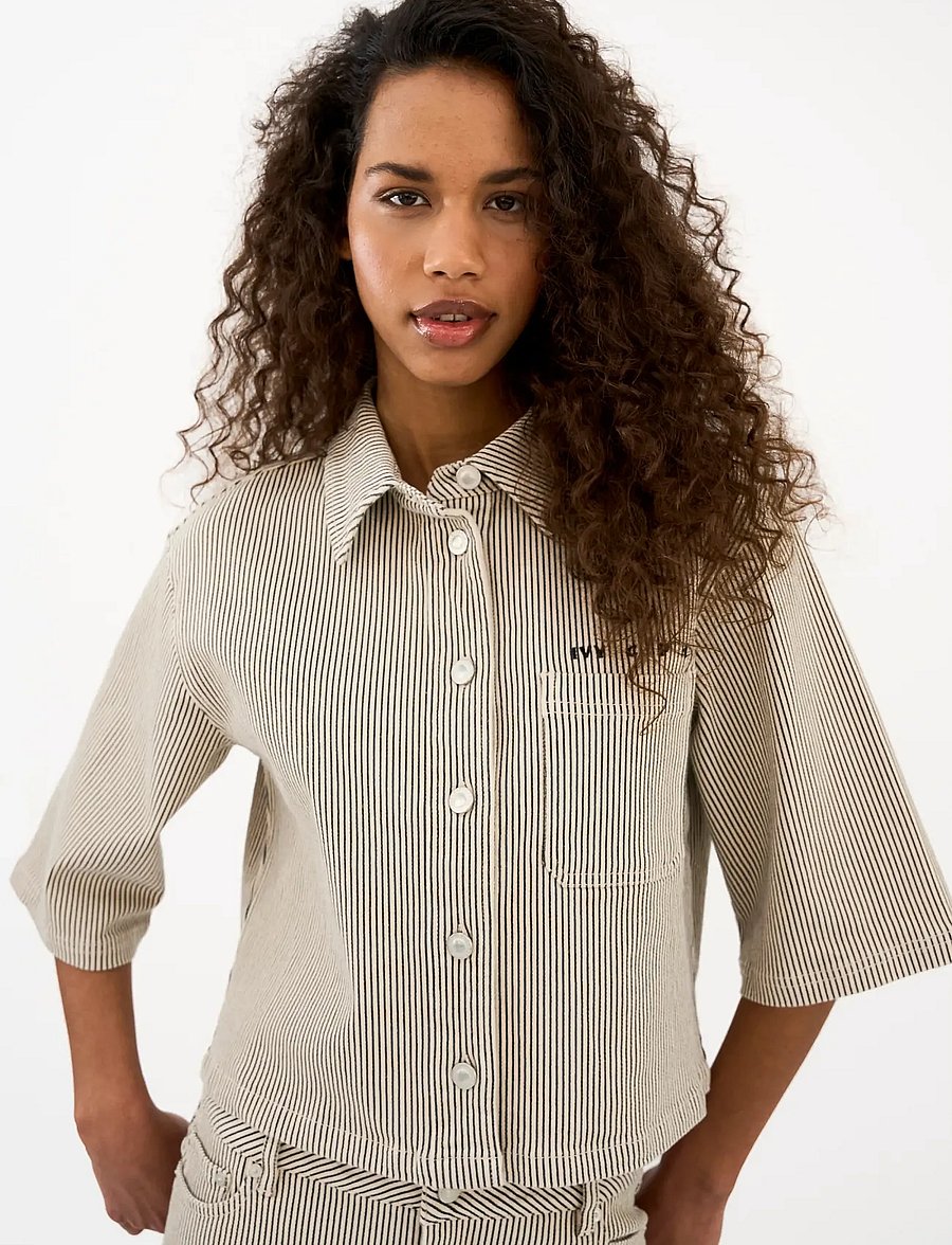 IVY Copenhagen - IVY-Uta Oversize Shirt Wash Black S - chemises en jeans - black sailor stripe - 0