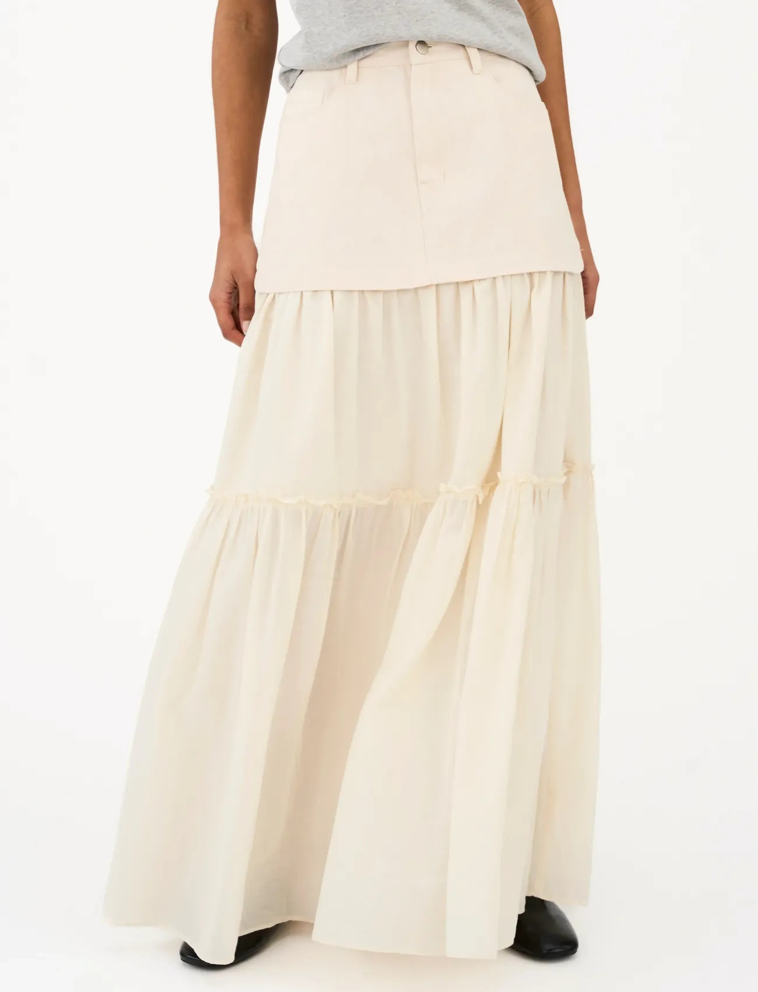 IVY Copenhagen - IVY-Angie Mix Long Skirt - jupes en jeans - ecru - 3
