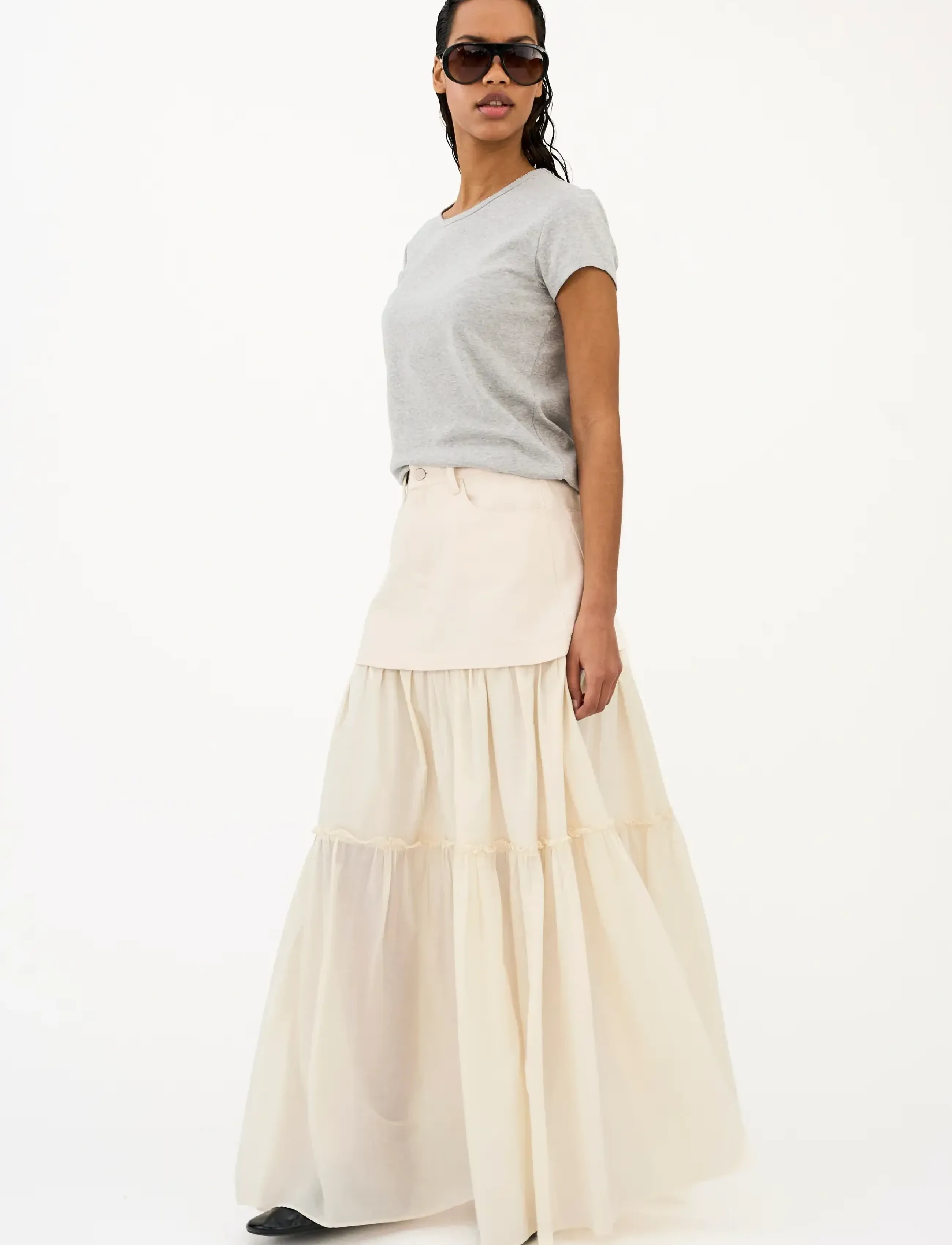 IVY Copenhagen - IVY-Angie Mix Long Skirt - jupes en jeans - ecru - 5