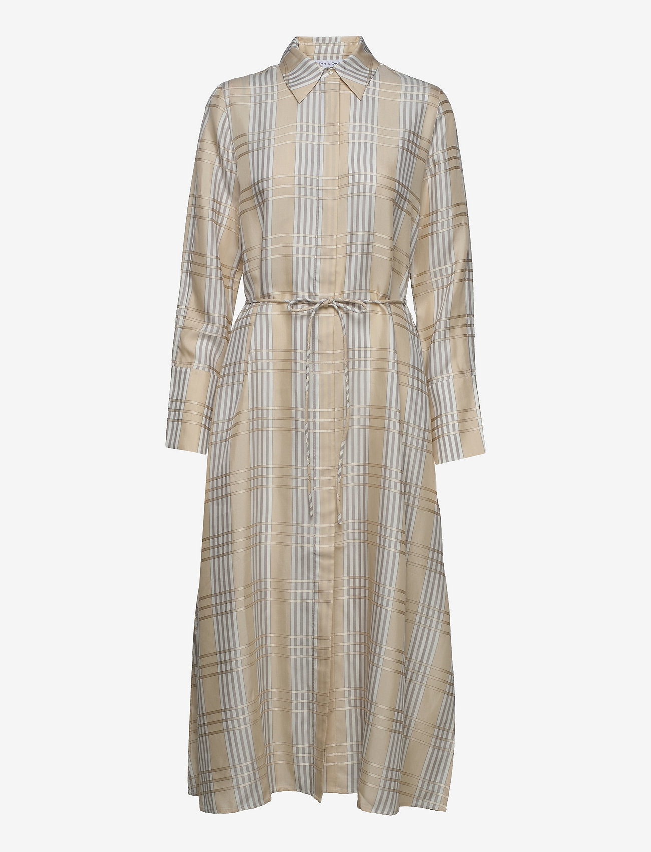 IVY OAK - DAPHNE DRESS SHORT ANKLE LENGTH - midi jurken - beige check - 0