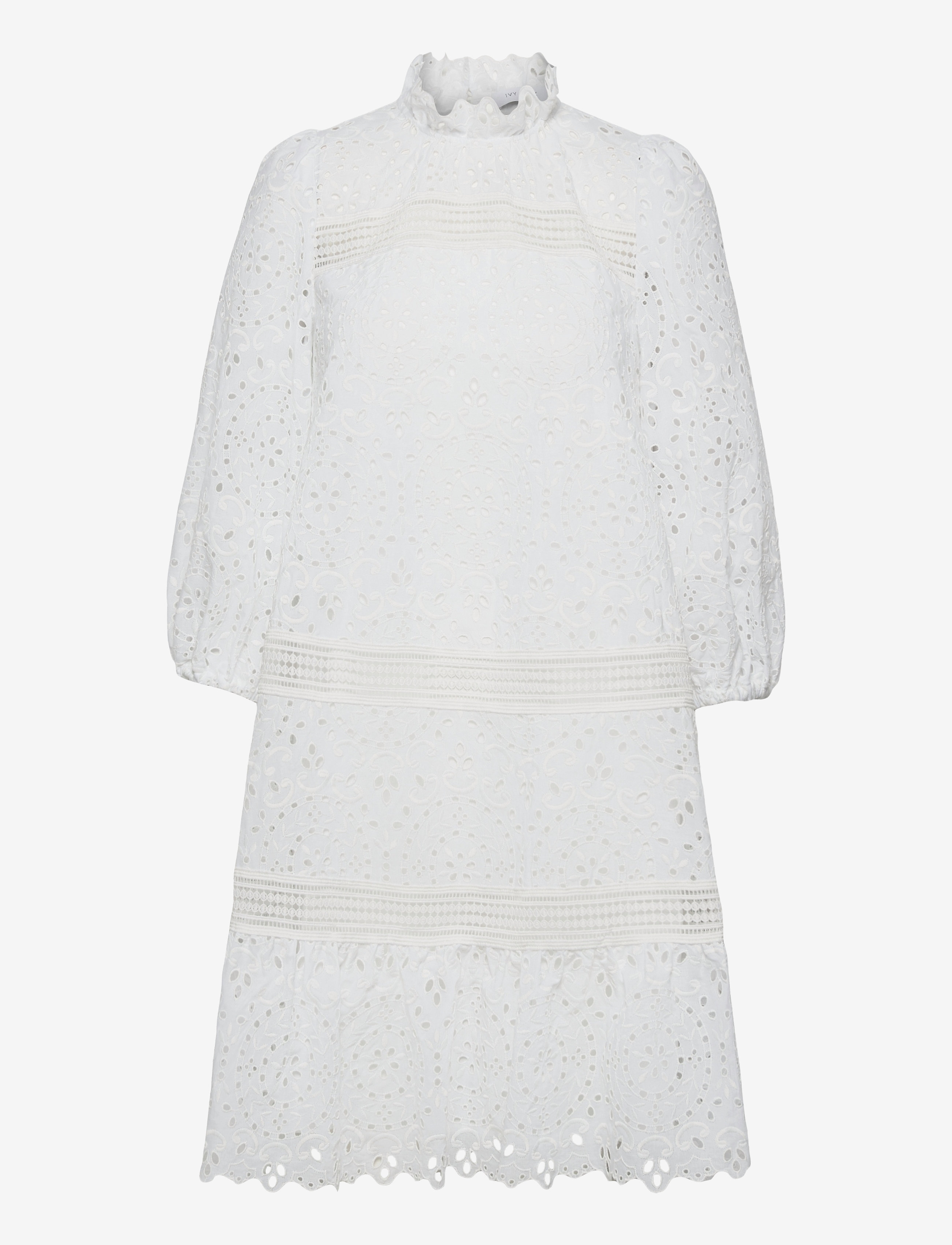 Ivy Oak Balloon Power Embroidery Dress Midi, 32, White, Kjoler > Kort Kjole, Dame