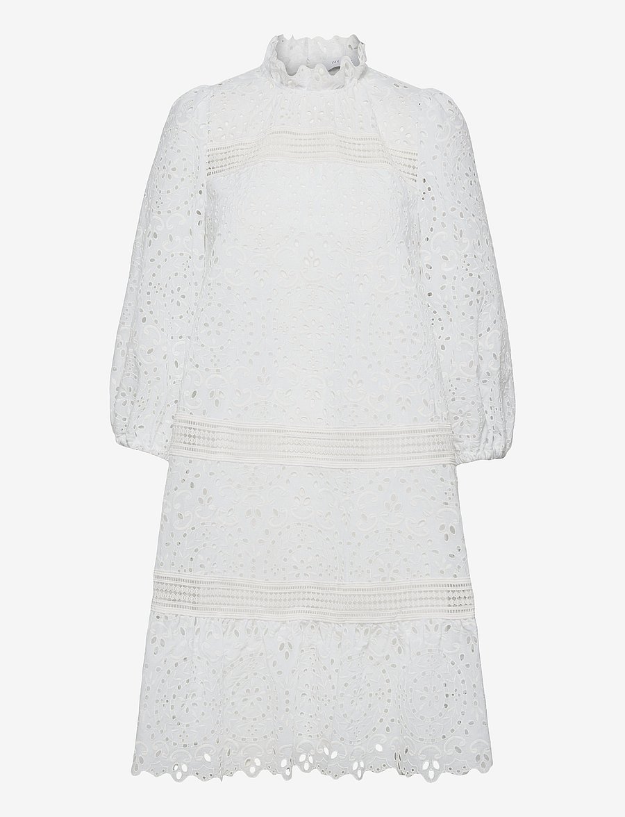 IVY OAK - BALLOON POWER EMBROIDERY DRESS MIDI - sommerkjoler - snow white - 0