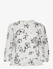 IVY OAK - BRENDA GATHERED BLOUSE - long sleeved blouses - aop bi-color arty flower snow white - 0
