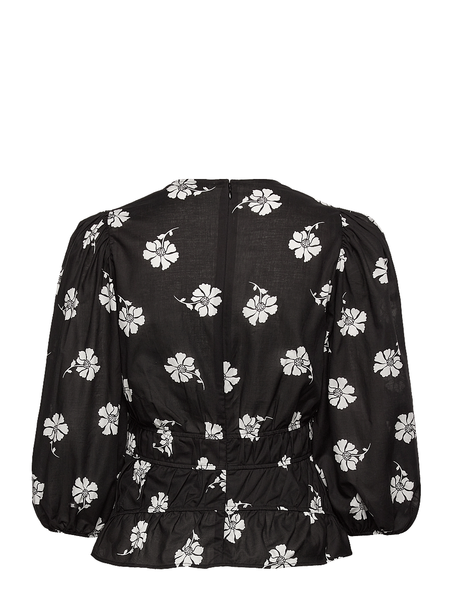 Ivy Oak - BRENDA GATHERED BLOUSE - trekvartærmede bluser - aop bi-color flower black - 2