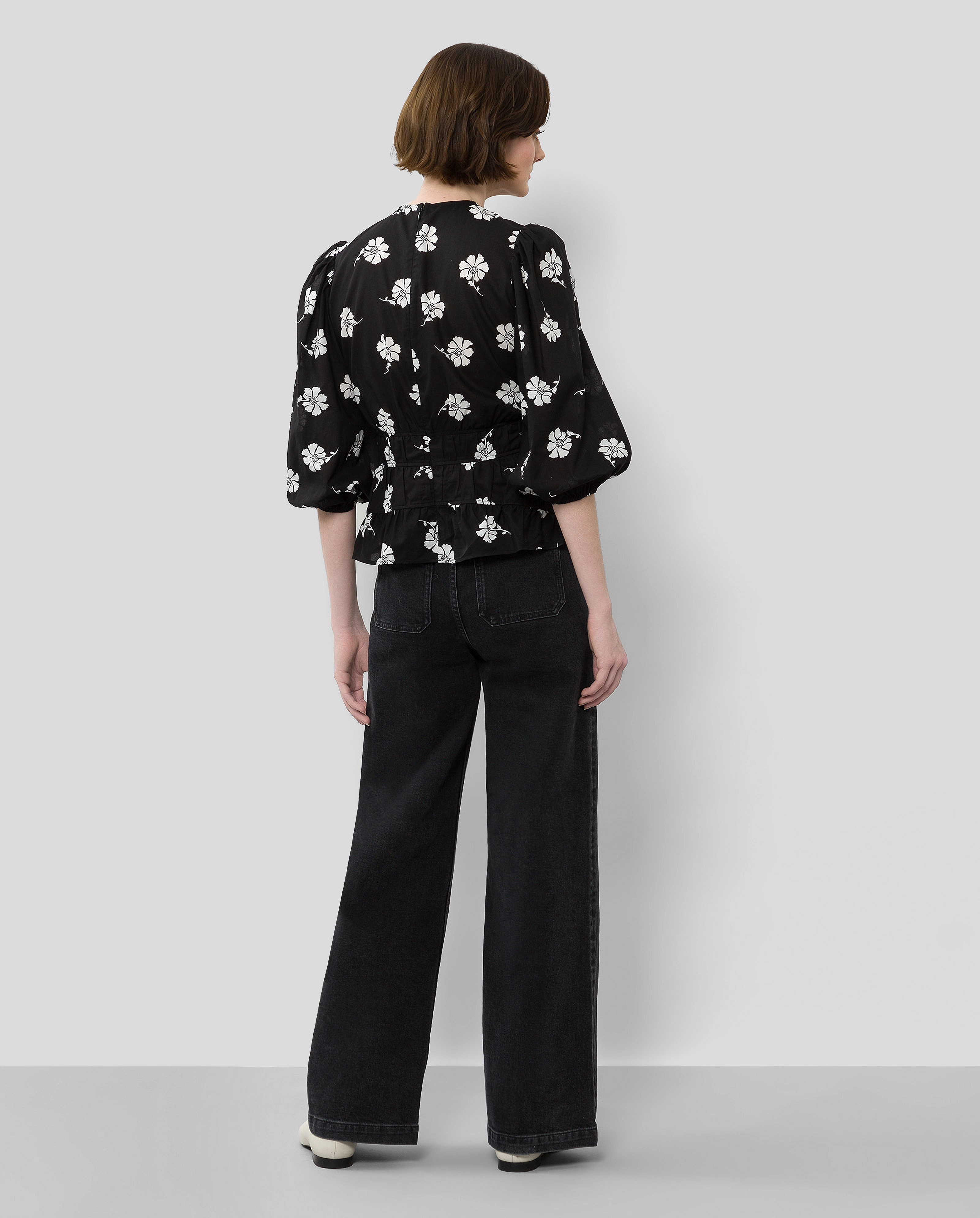 IVY OAK - Gathered Blouse - langärmelige blusen - aop bi-color flower black - 5