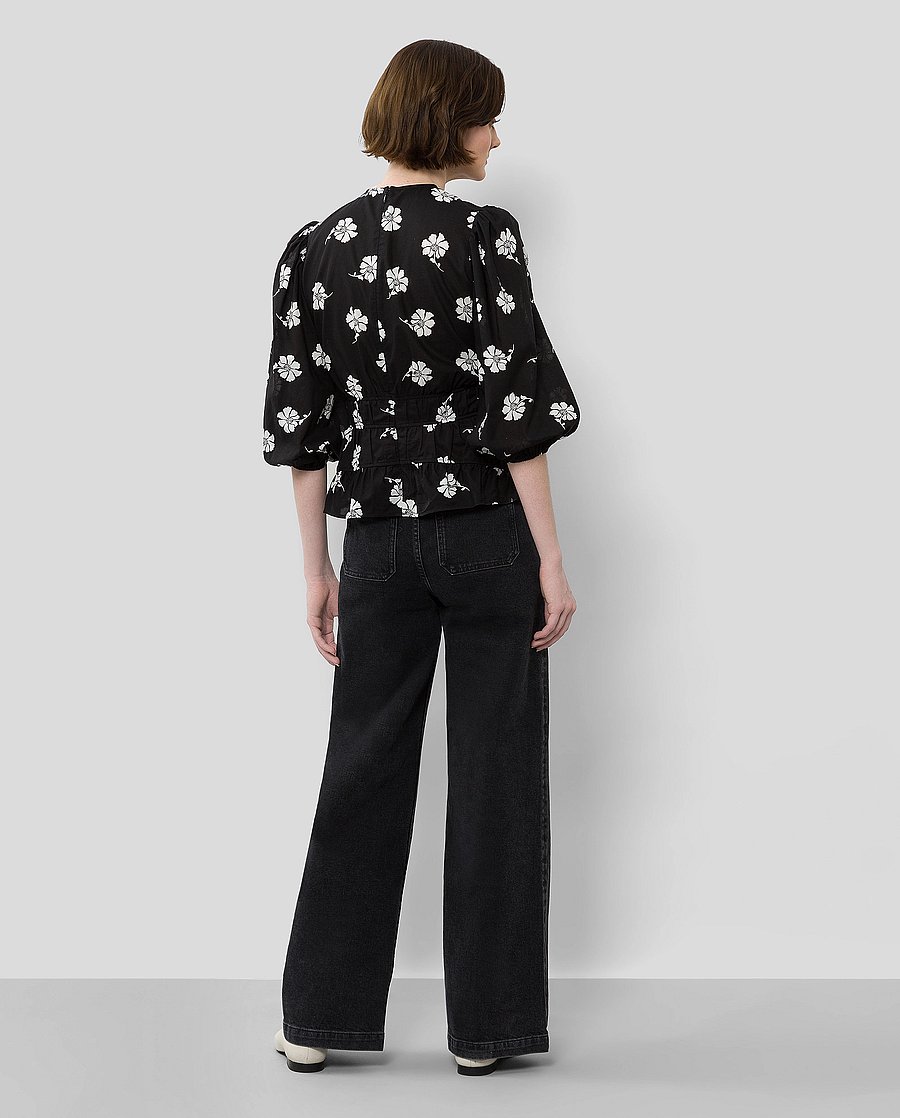 Ivy Oak - BRENDA GATHERED BLOUSE - trekvartærmede bluser - aop bi-color flower black - 5