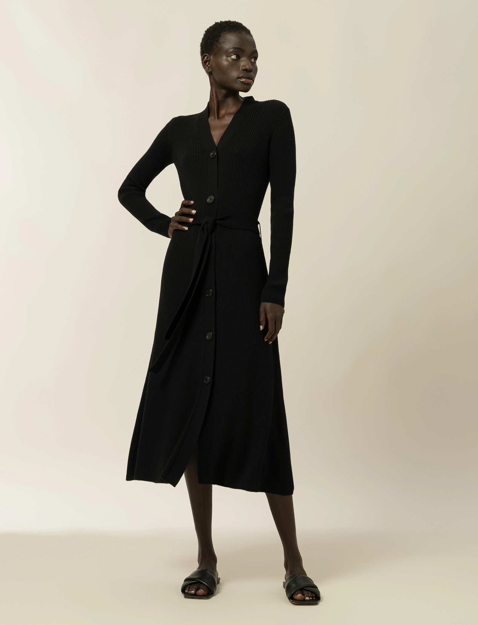 IVY OAK - Buttoned Knit Dress - black - 2