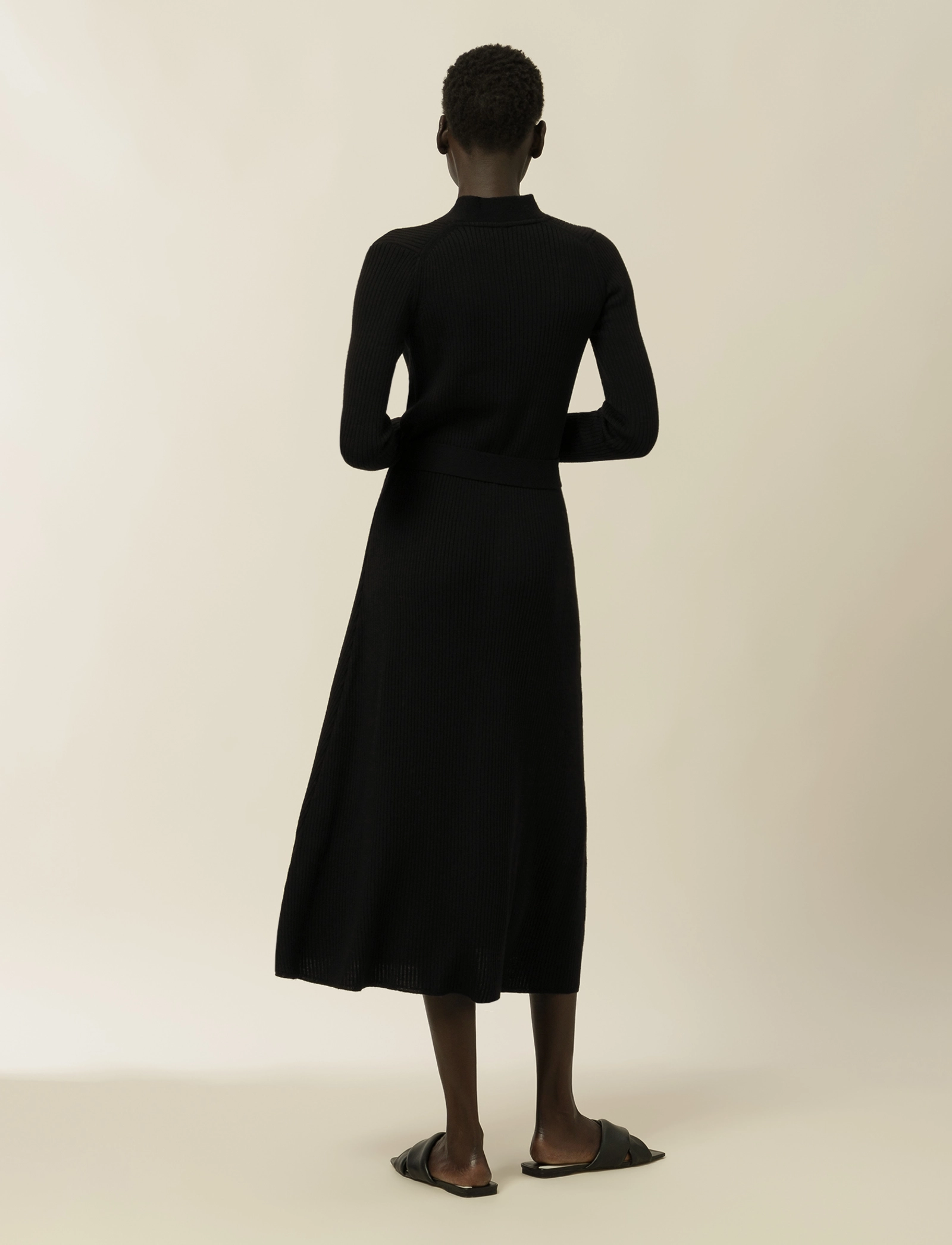 IVY OAK - Buttoned Knit Dress - black - 3