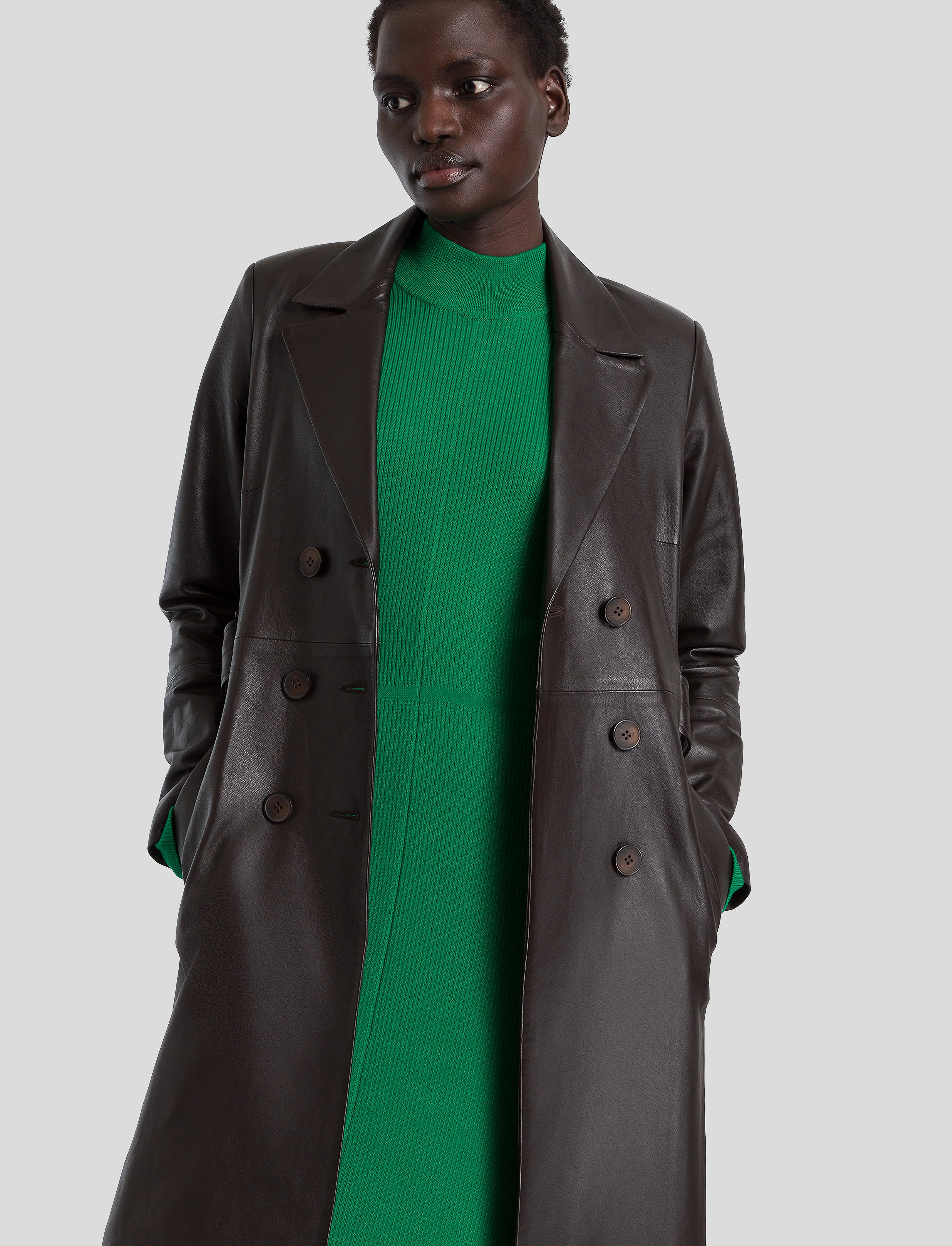 IVY OAK - LIONNE LEATHER TRENCH COAT - chocolate - 3