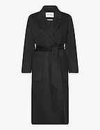 Belted Double Face Coat - BLACK