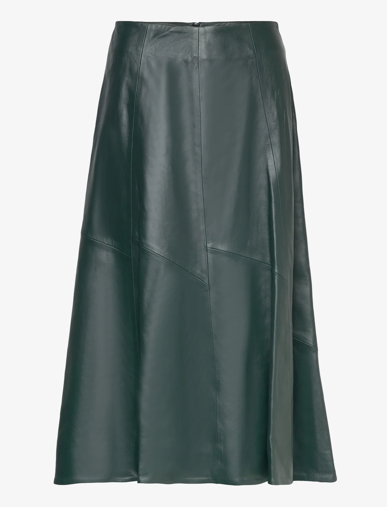 IVY OAK - Flared Leather Midi Skirt - midi nederdele - bottle green - 0